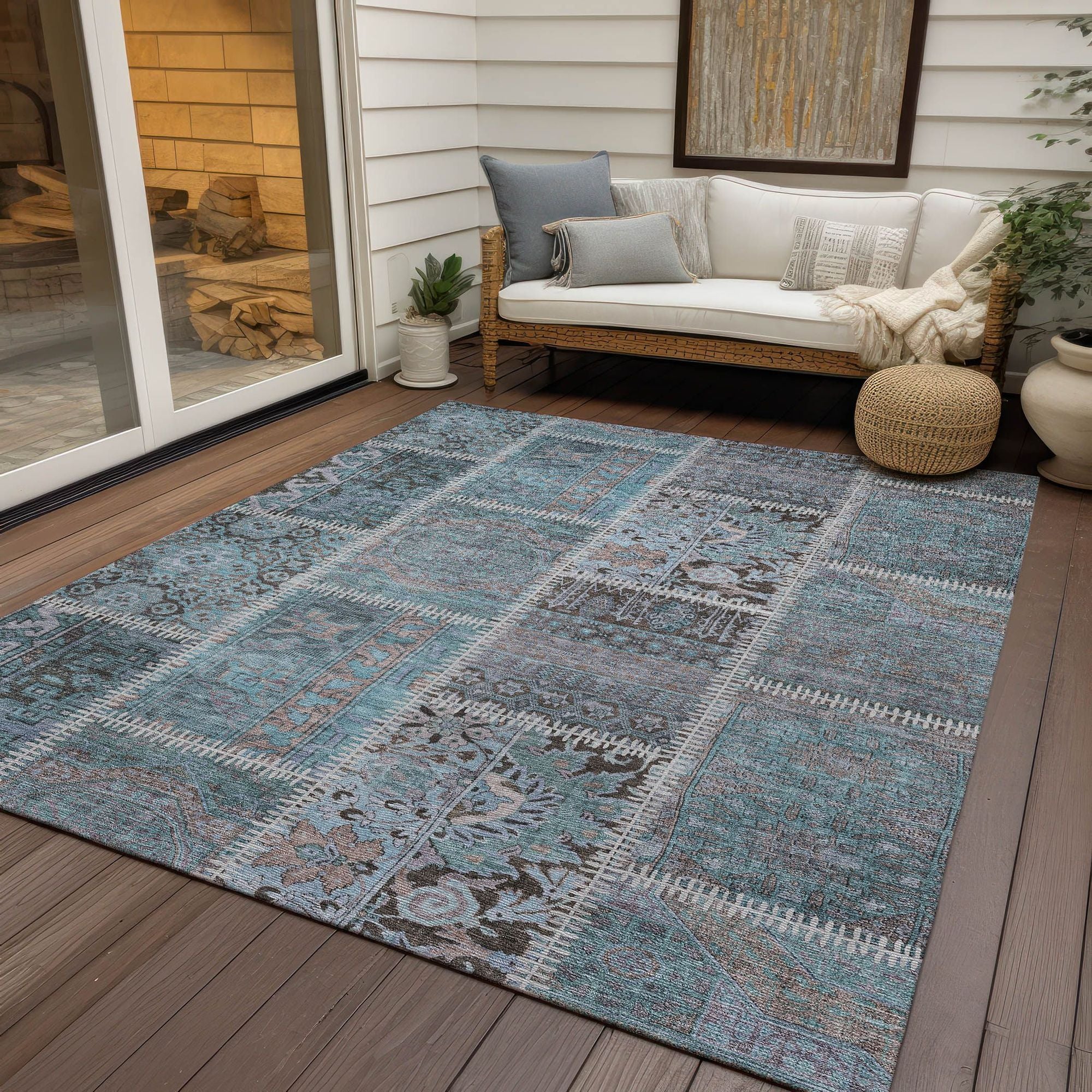 Machine Made ACN635 Teal  Rugs #color_teal 