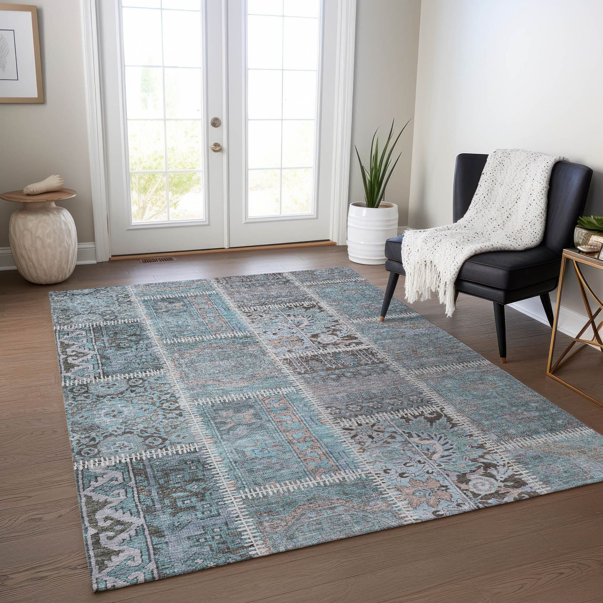 Machine Made ACN635 Teal  Rugs #color_teal 