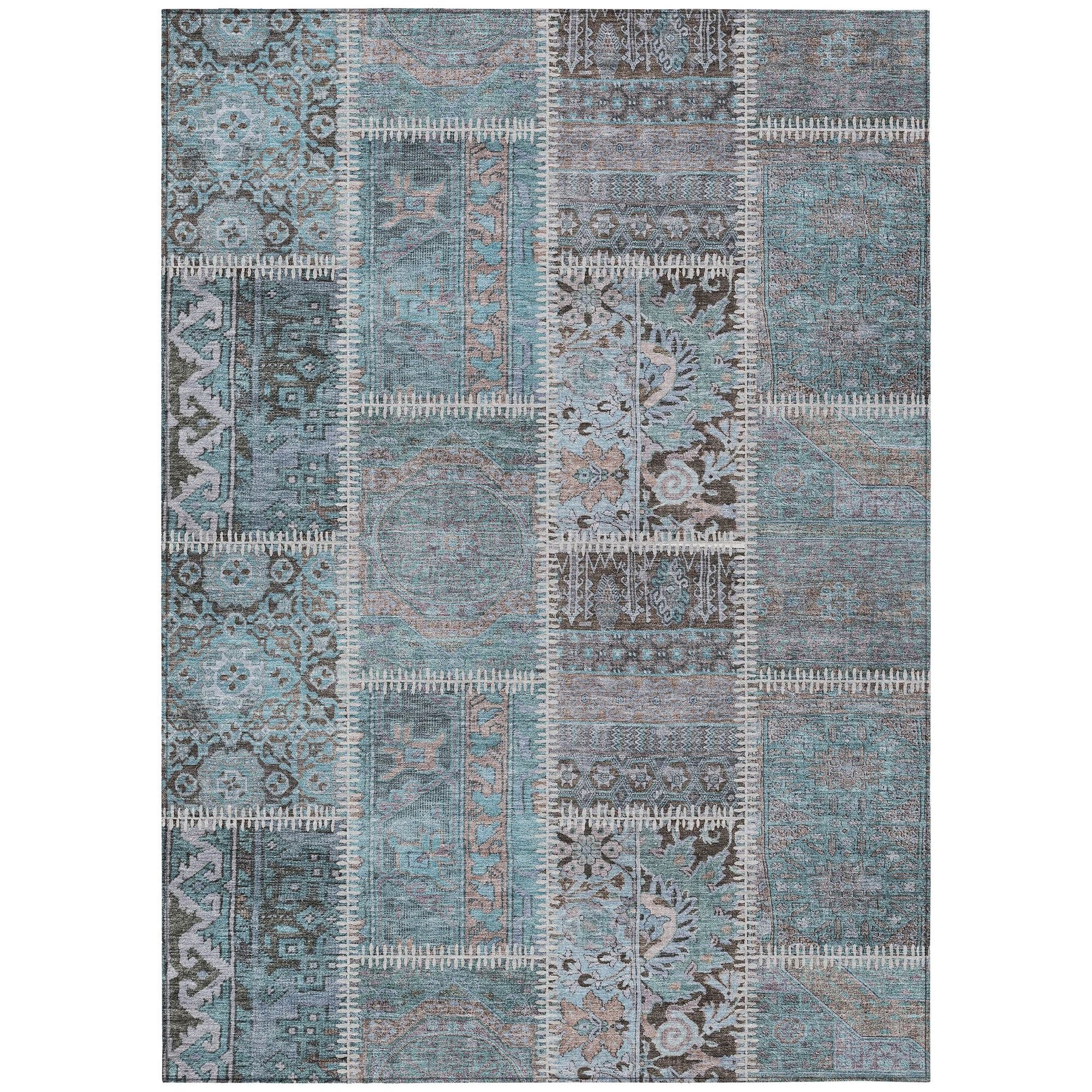 Machine Made ACN635 Teal  Rugs #color_teal 