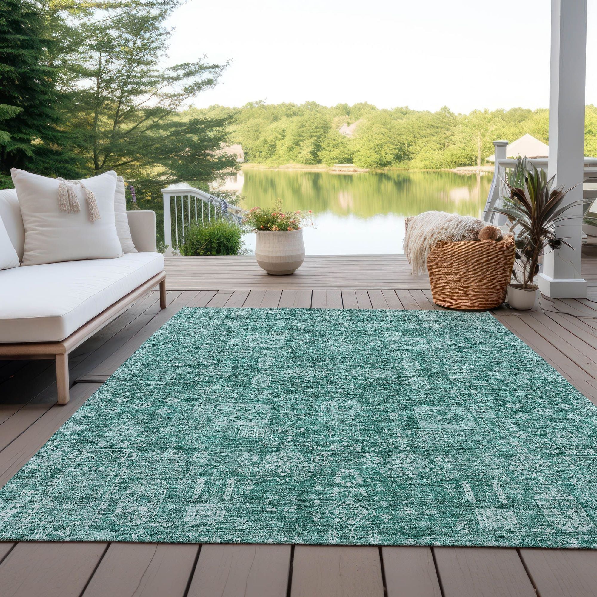 Machine Made ACN637 Teal  Rugs #color_teal 