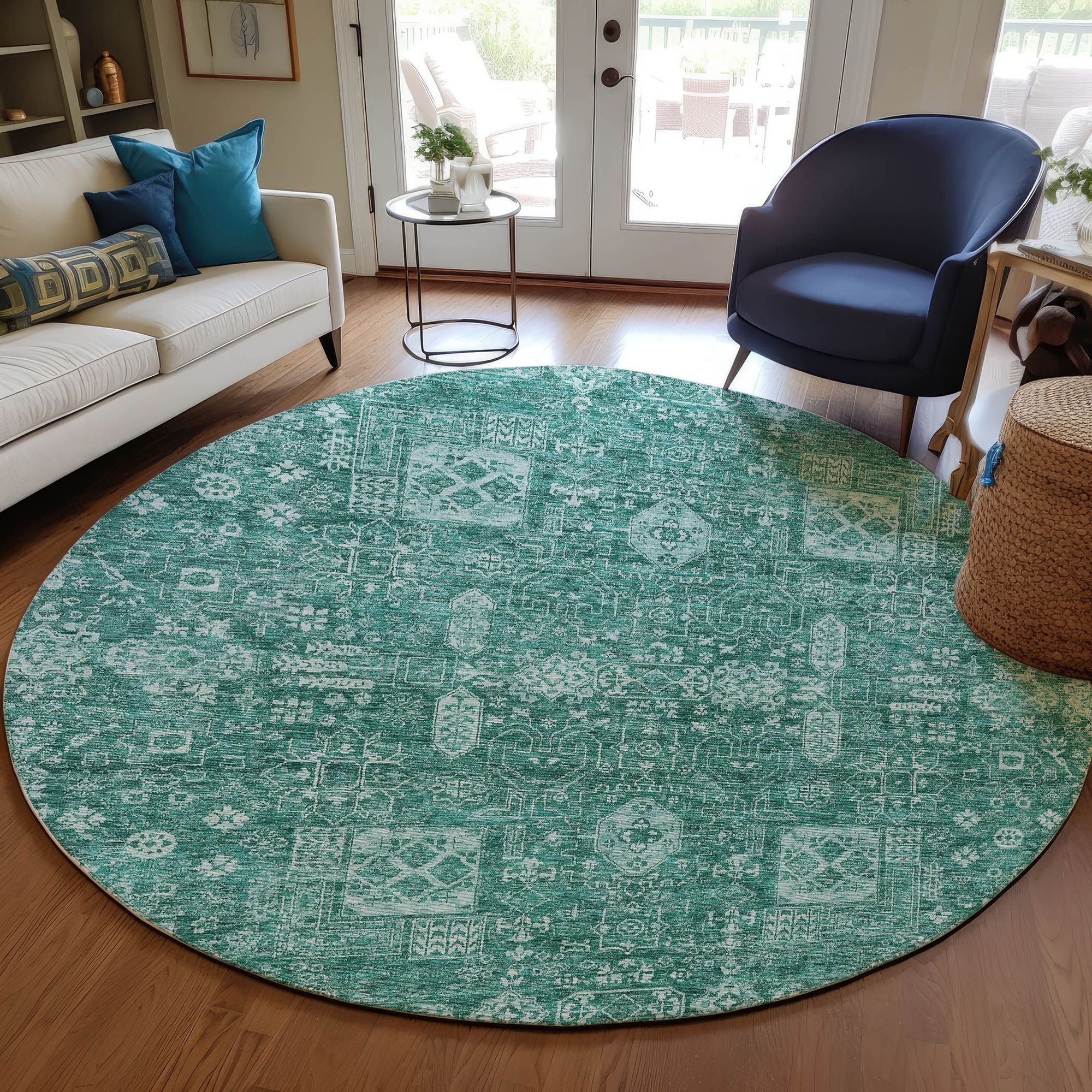 Machine Made ACN637 Teal  Rugs #color_teal 