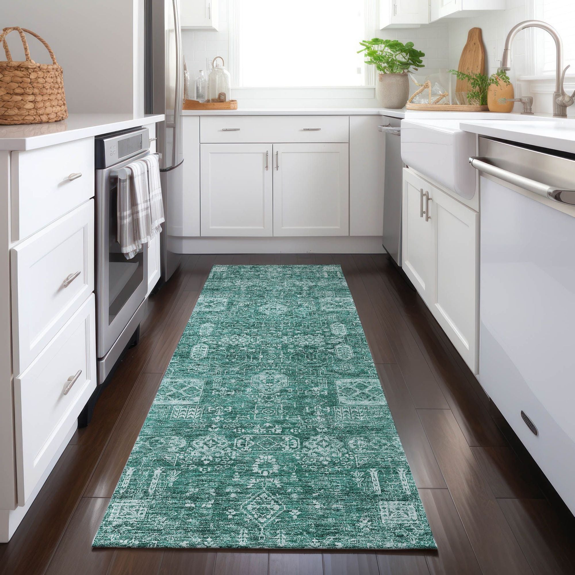 Machine Made ACN637 Teal  Rugs #color_teal 