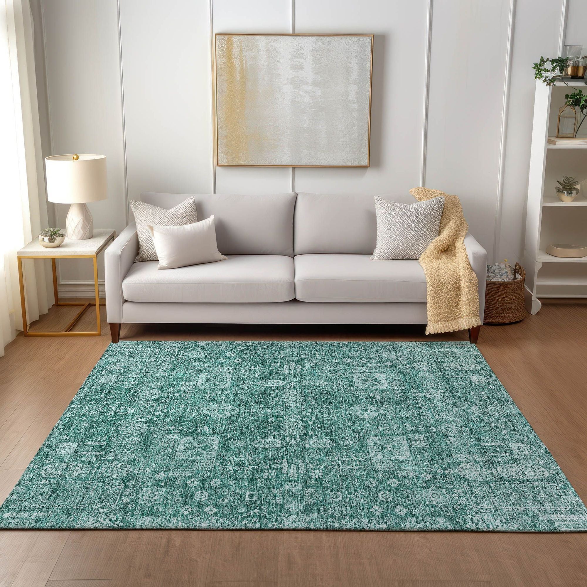 Machine Made ACN637 Teal  Rugs #color_teal 