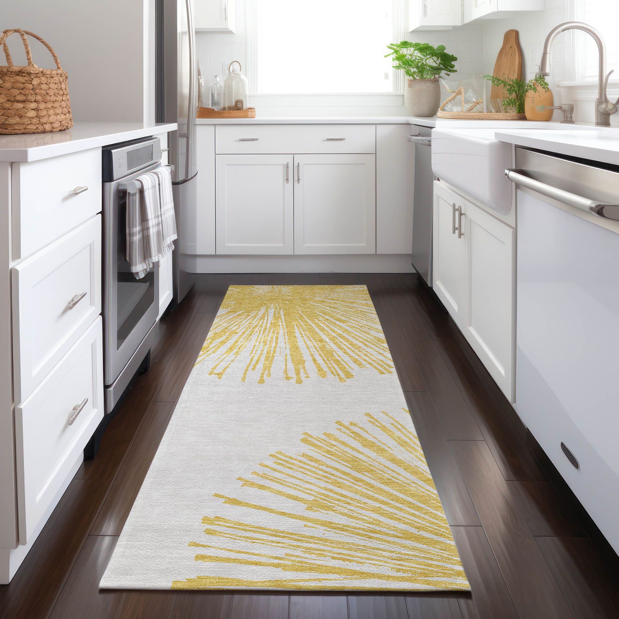 Machine Made ACN642 Gold  Rugs #color_gold 