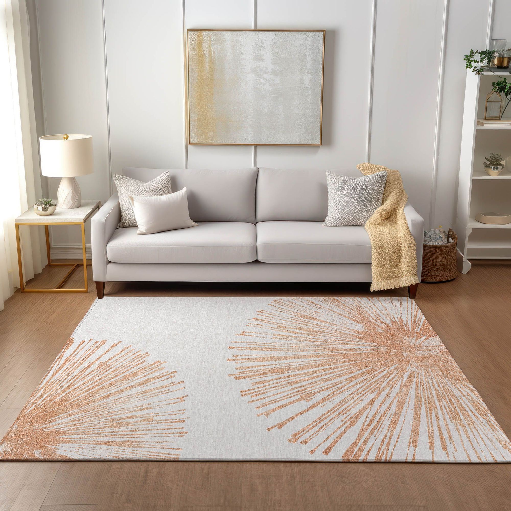 Machine Made ACN642 Salmon Orange Rugs #color_salmon orange