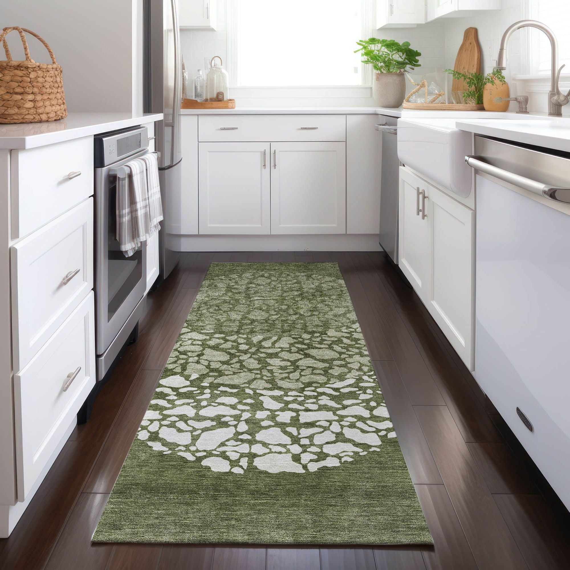 Machine Made ACN643 Olive Green Rugs #color_olive green