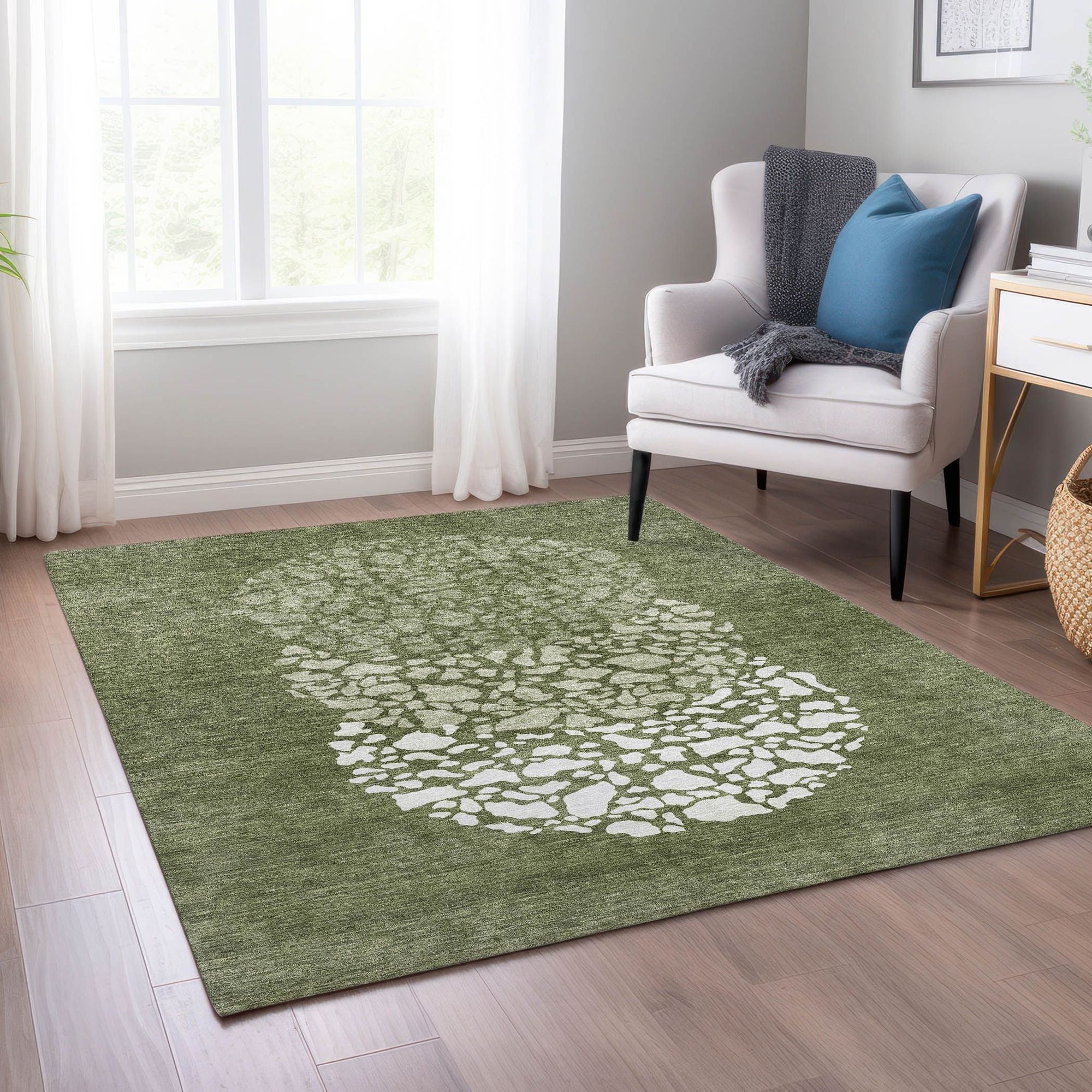 Machine Made ACN643 Olive Green Rugs #color_olive green