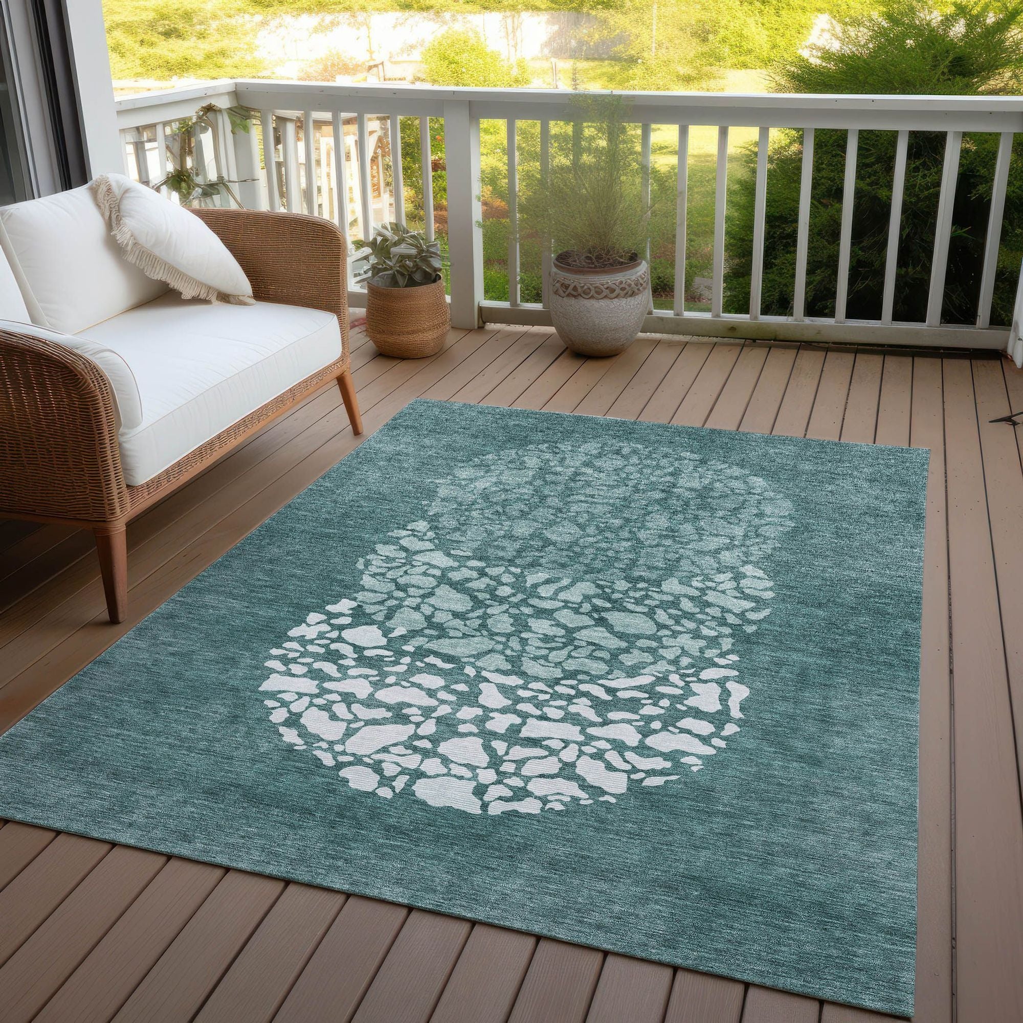 Machine Made ACN643 Teal  Rugs #color_teal 