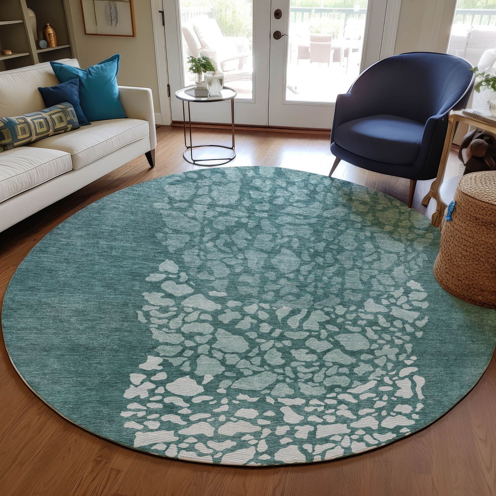 Machine Made ACN643 Teal  Rugs #color_teal 