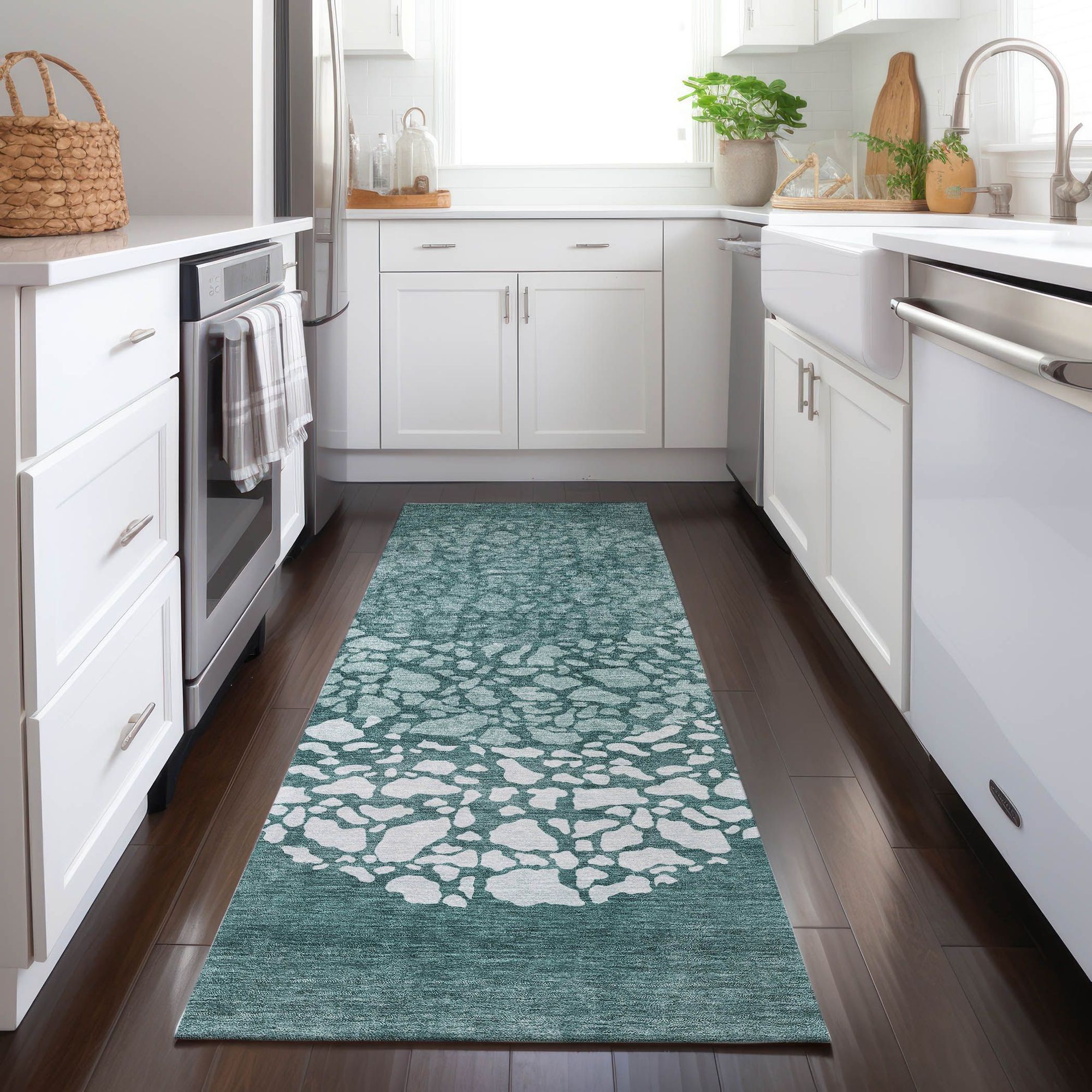 Machine Made ACN643 Teal  Rugs #color_teal 