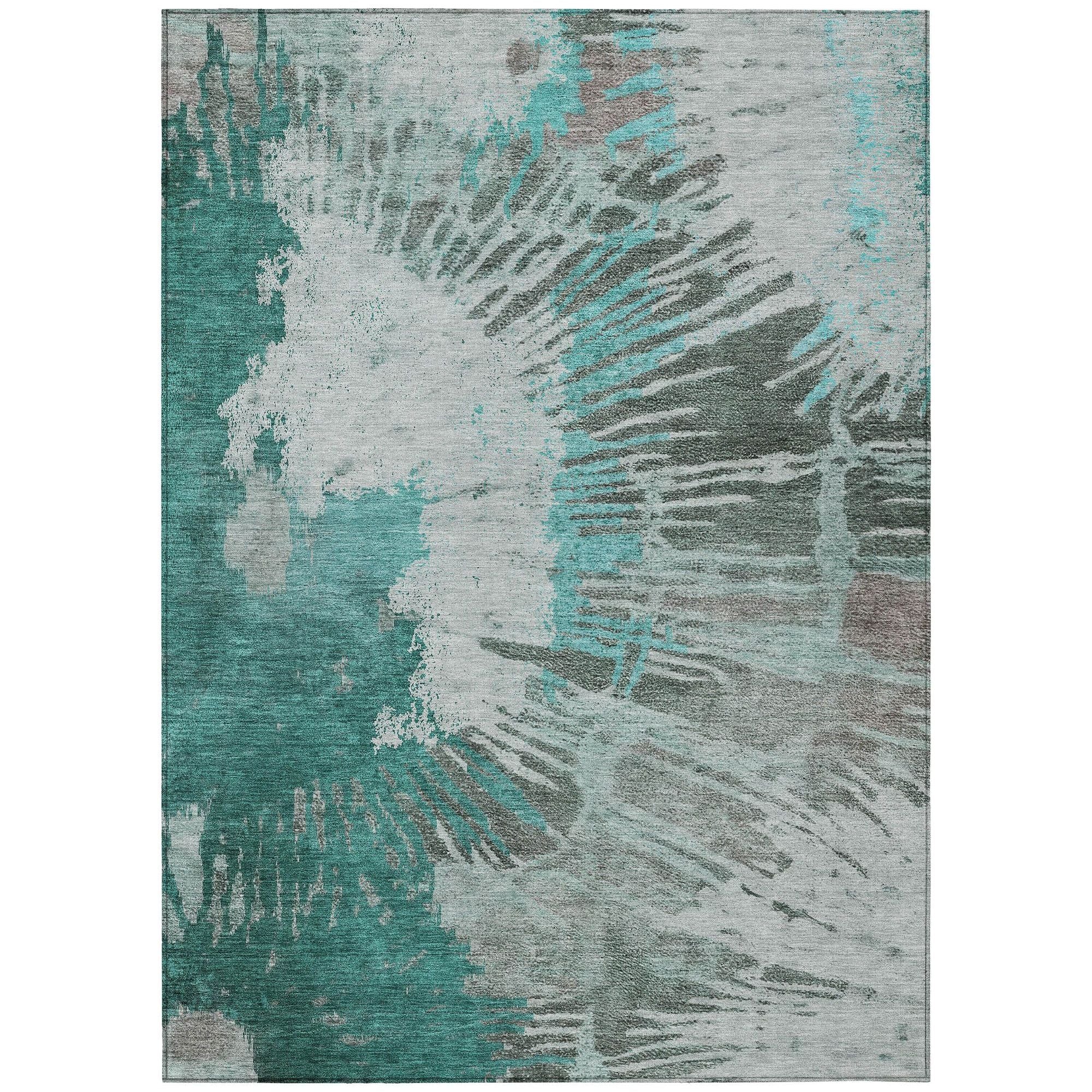 Machine Made ACN645 Teal  Rugs #color_teal 