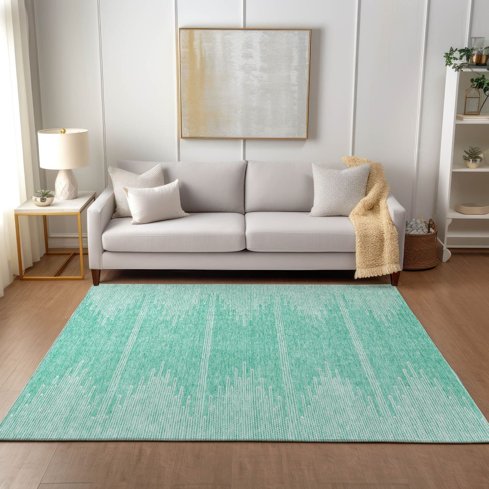 Machine Made ACN647 Teal  Rugs #color_teal 