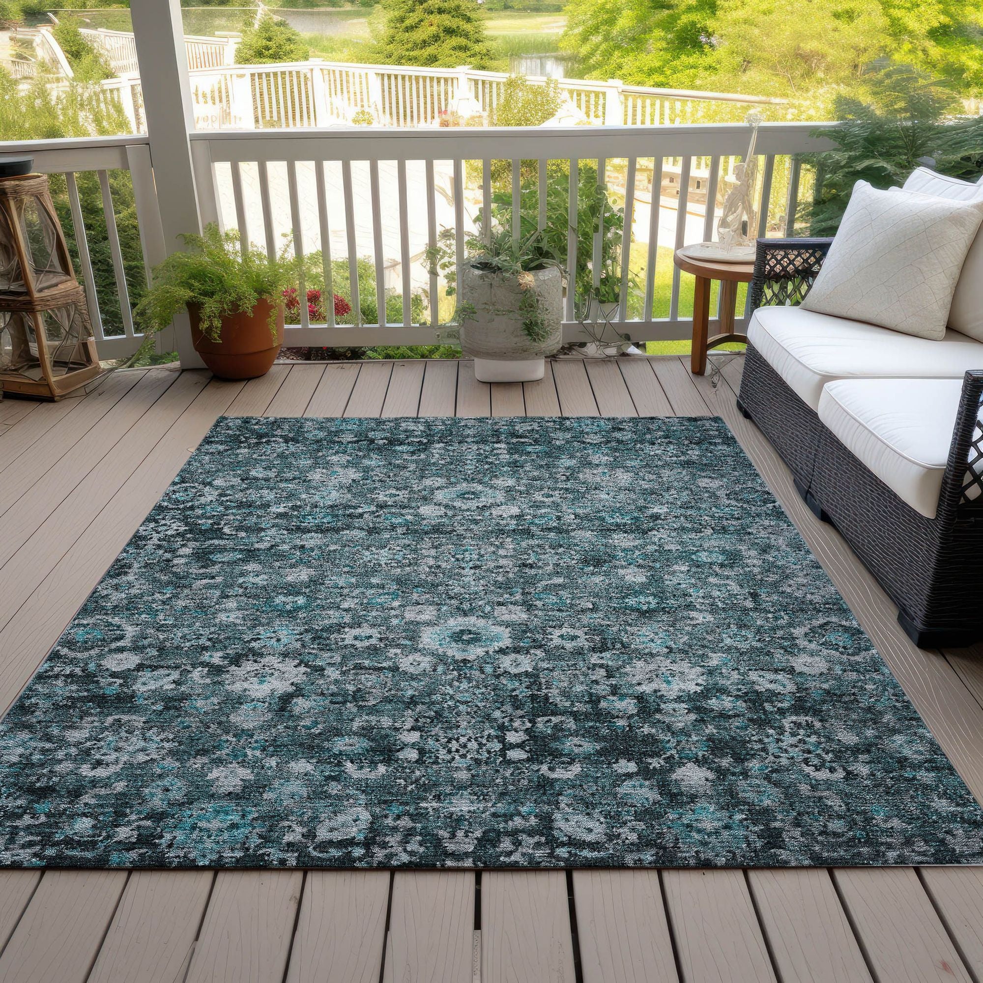 Machine Made ACN651 Teal  Rugs #color_teal 