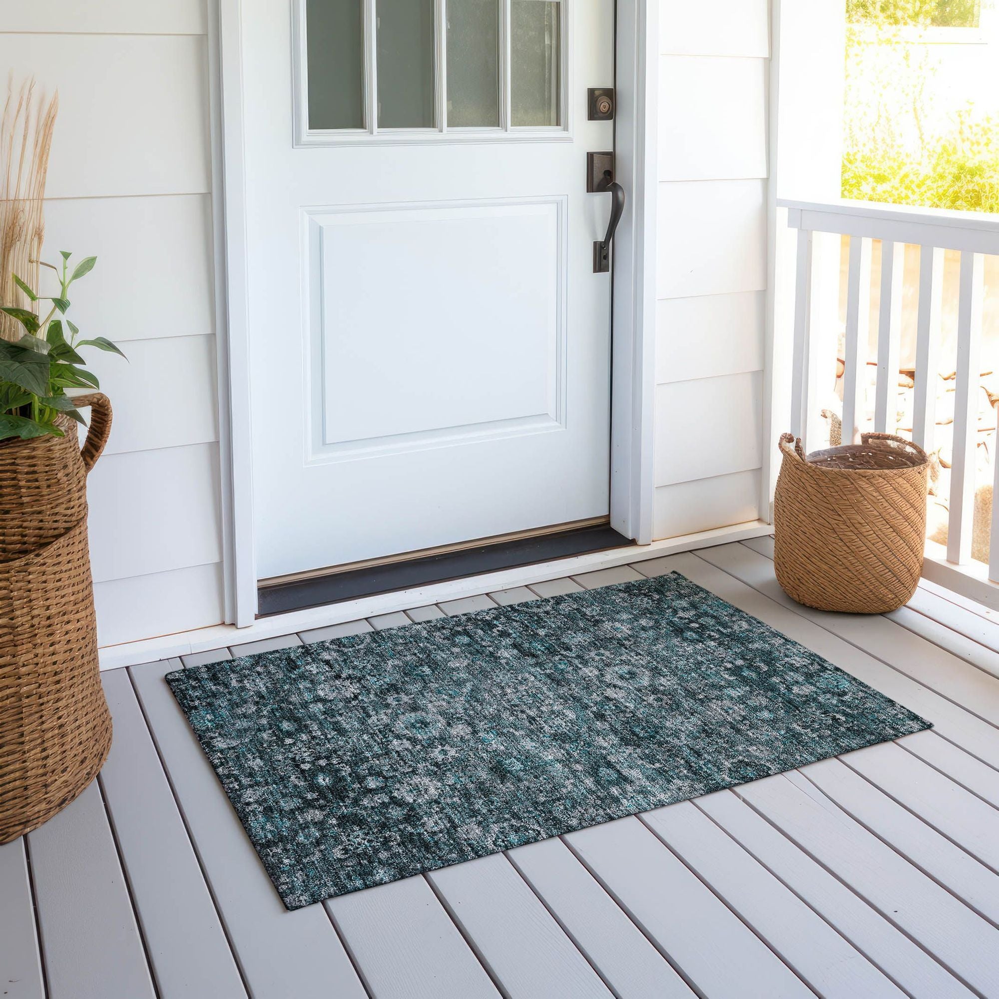 Machine Made ACN651 Teal  Rugs #color_teal 