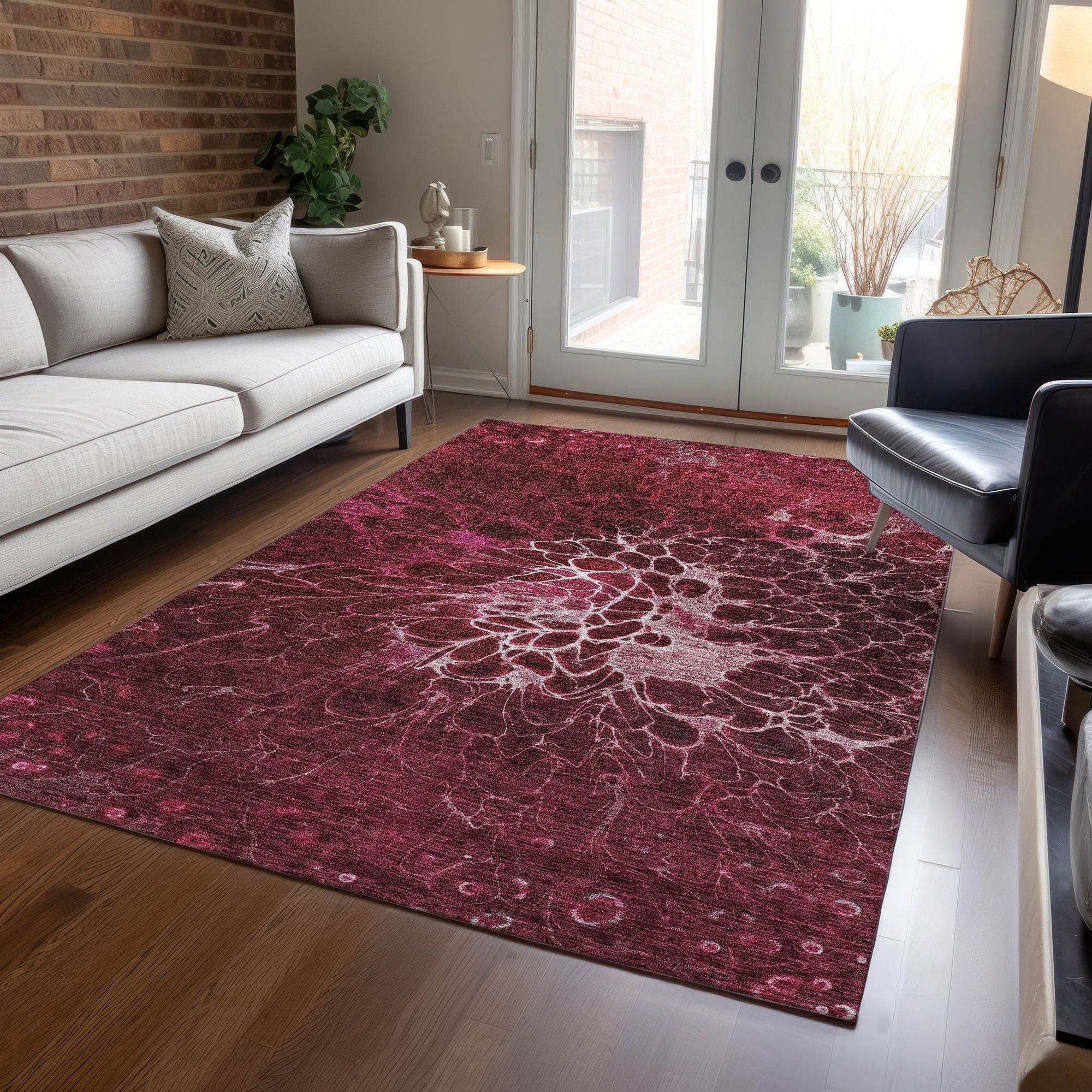 Machine Made ACN652 Merlot Red Rugs #color_merlot red