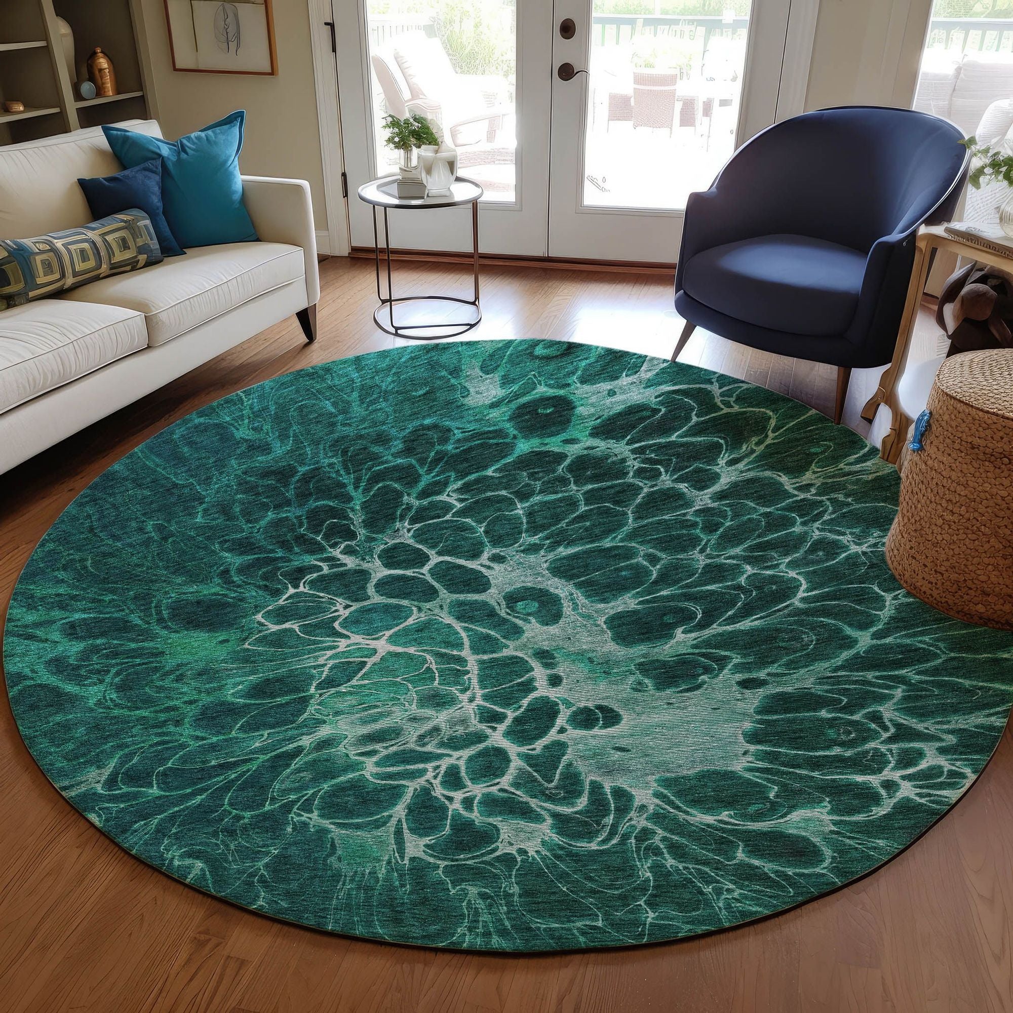 Machine Made ACN652 Teal  Rugs #color_teal 