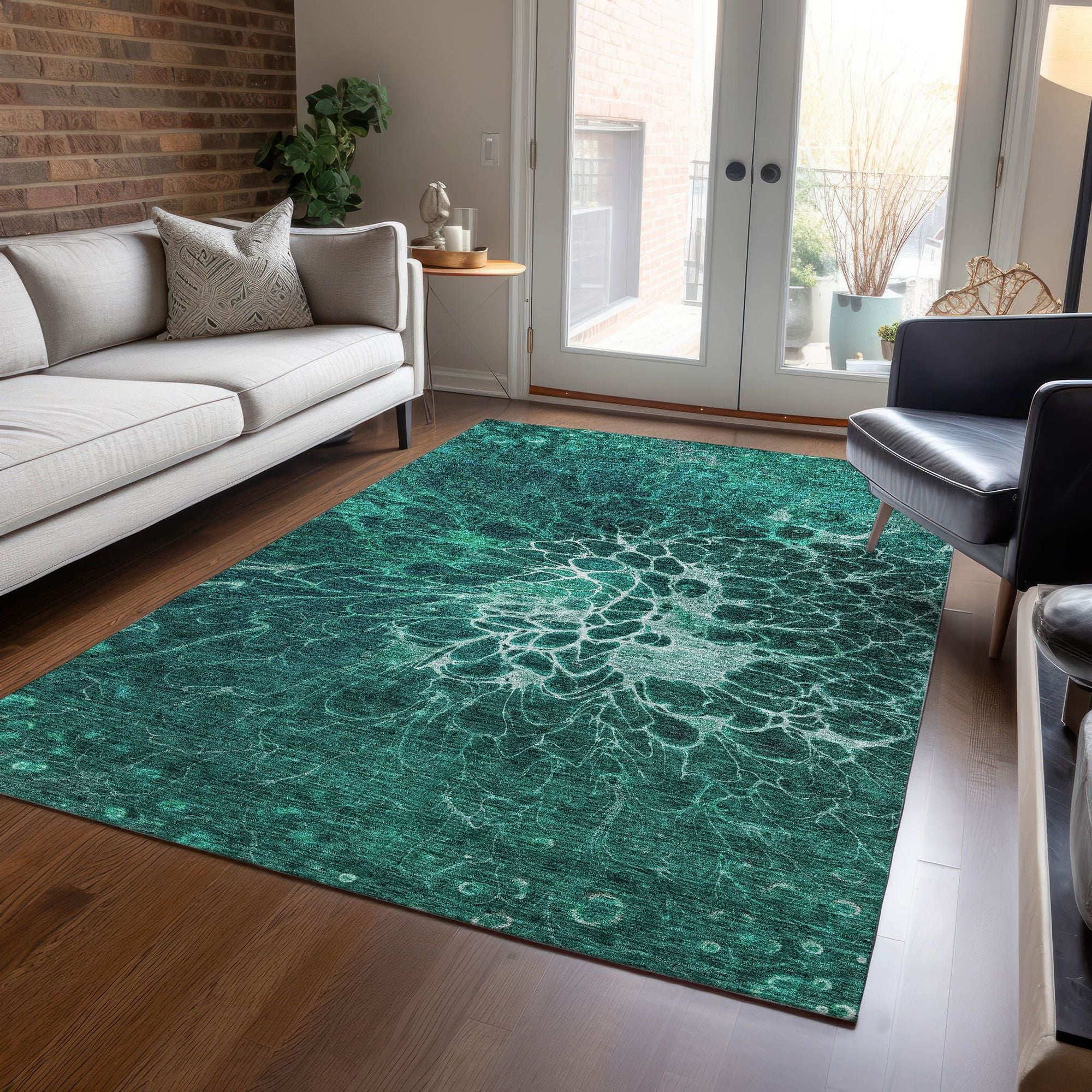 Machine Made ACN652 Teal  Rugs #color_teal 