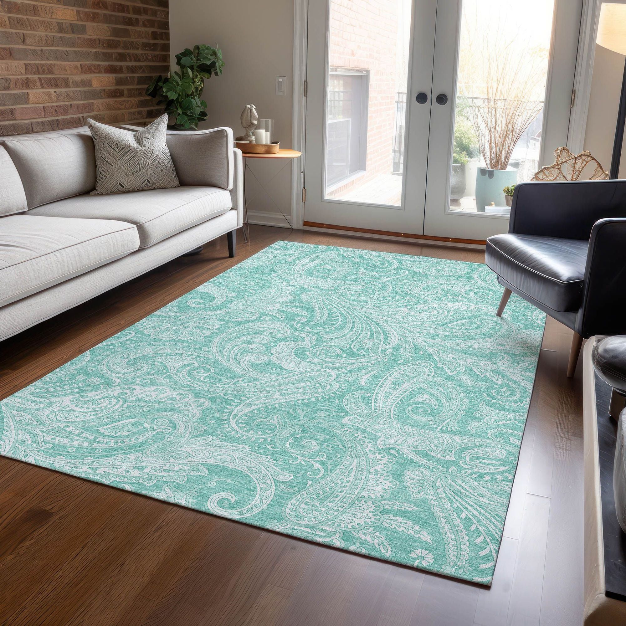 Machine Made ACN654 Teal  Rugs #color_teal 