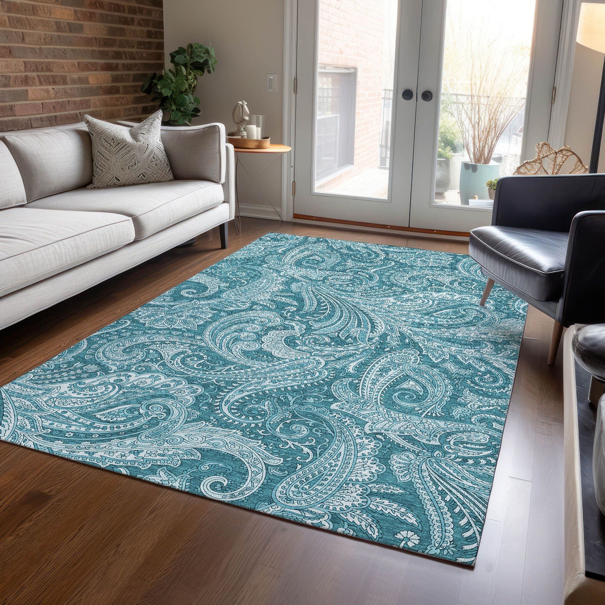 Machine Made ACN654 Turquoise Teal Rugs #color_turquoise teal