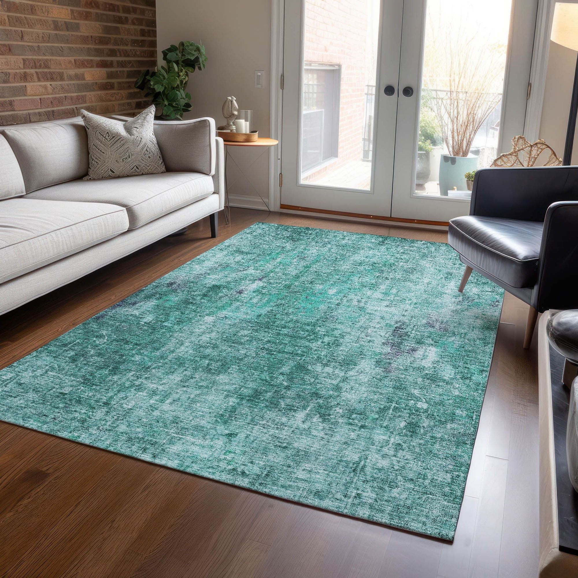 Machine Made ACN655 Teal  Rugs #color_teal 