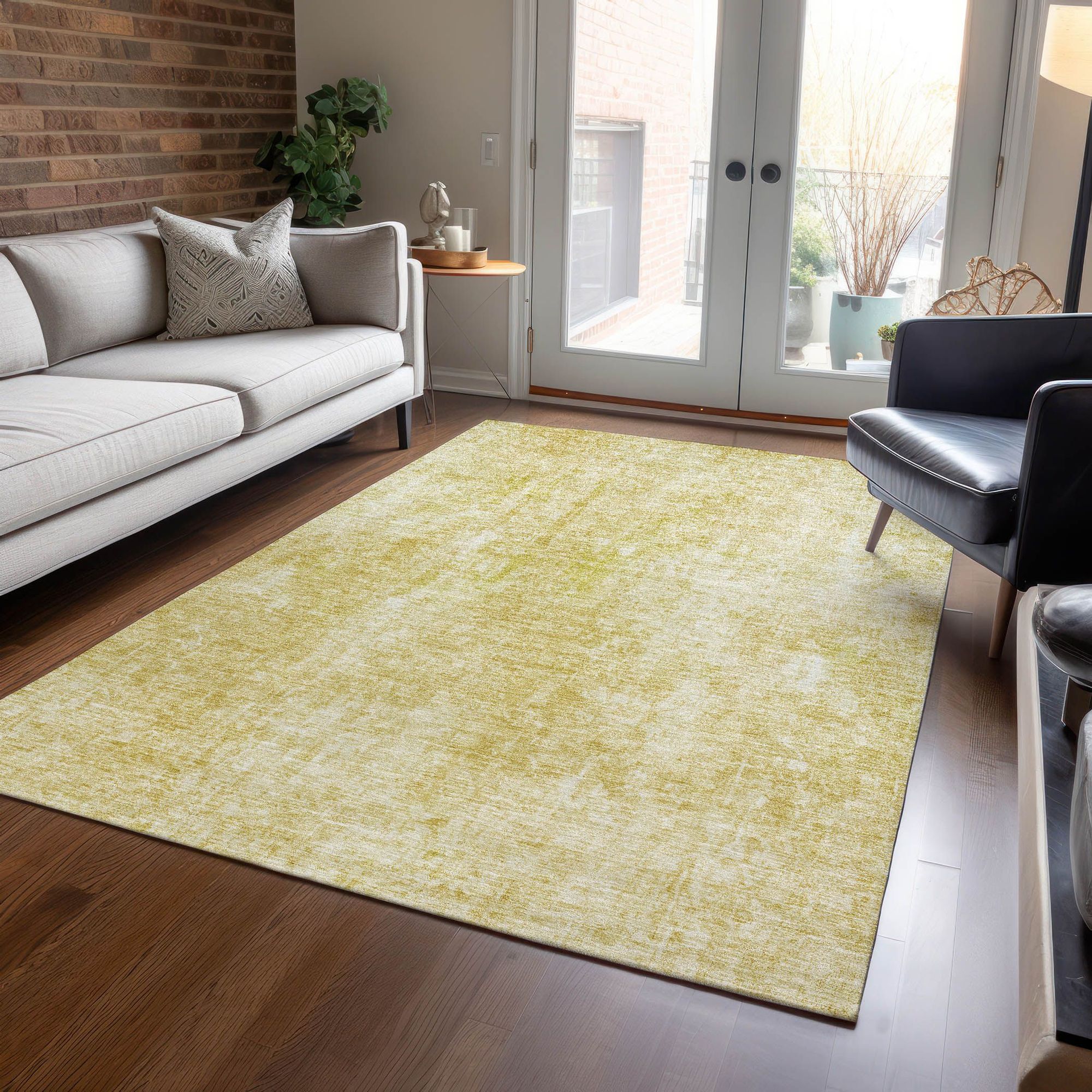 Machine Made ACN656 Gold  Rugs #color_gold 