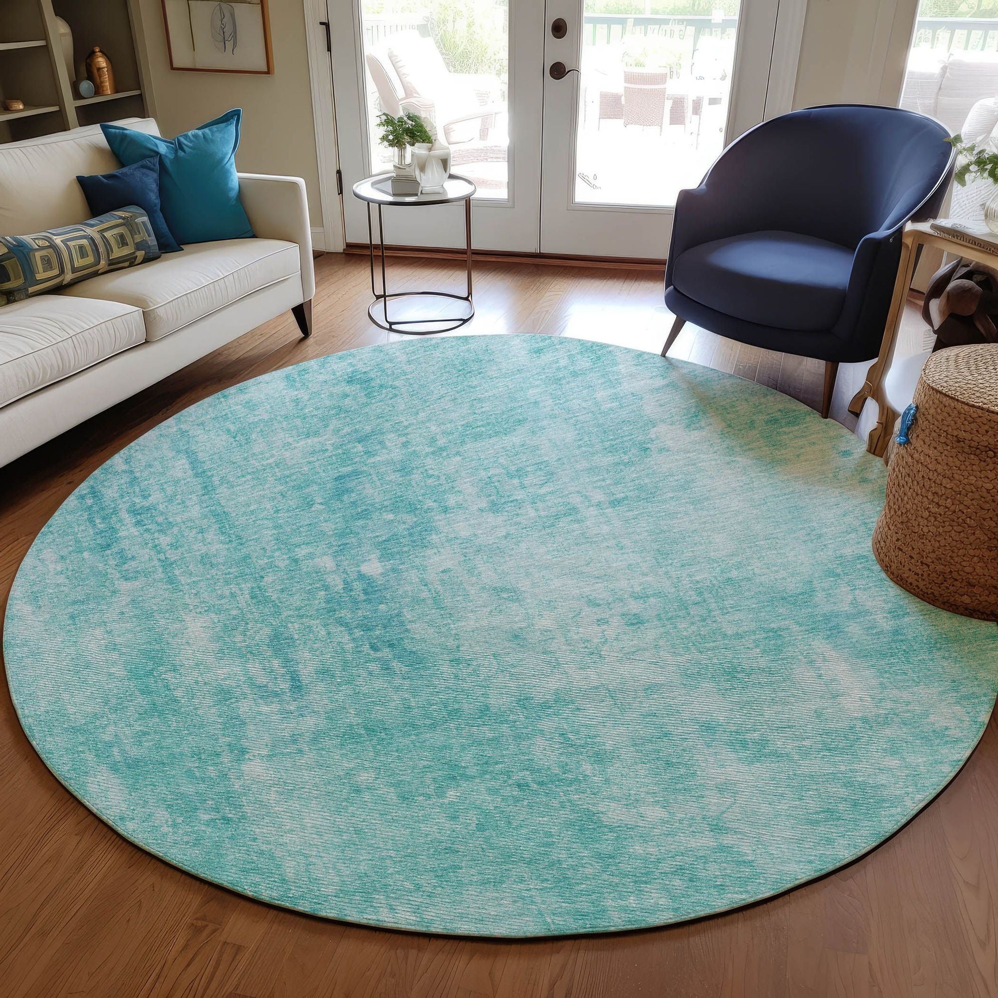 Machine Made ACN656 Teal  Rugs #color_teal 