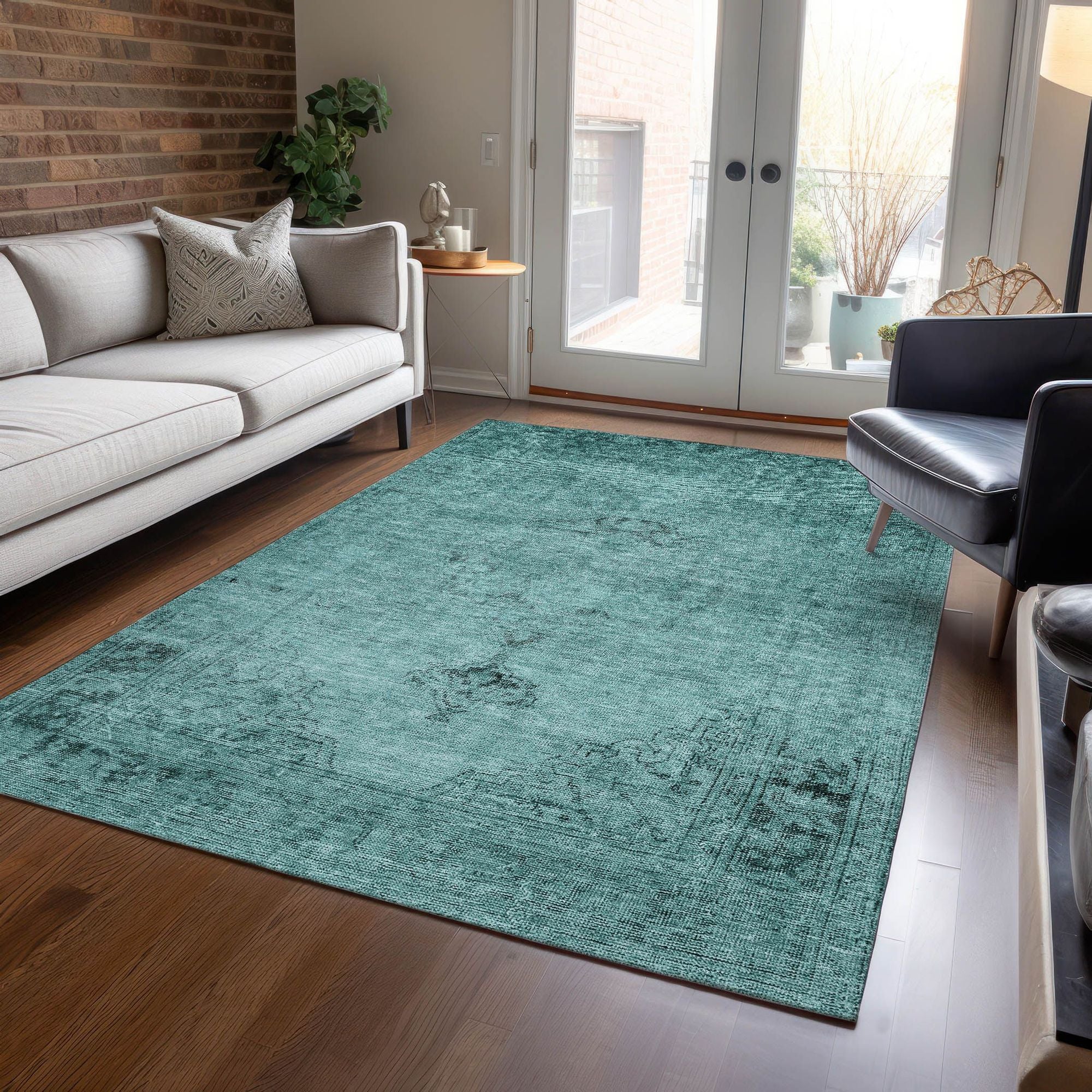 Machine Made ACN658 Teal  Rugs #color_teal 