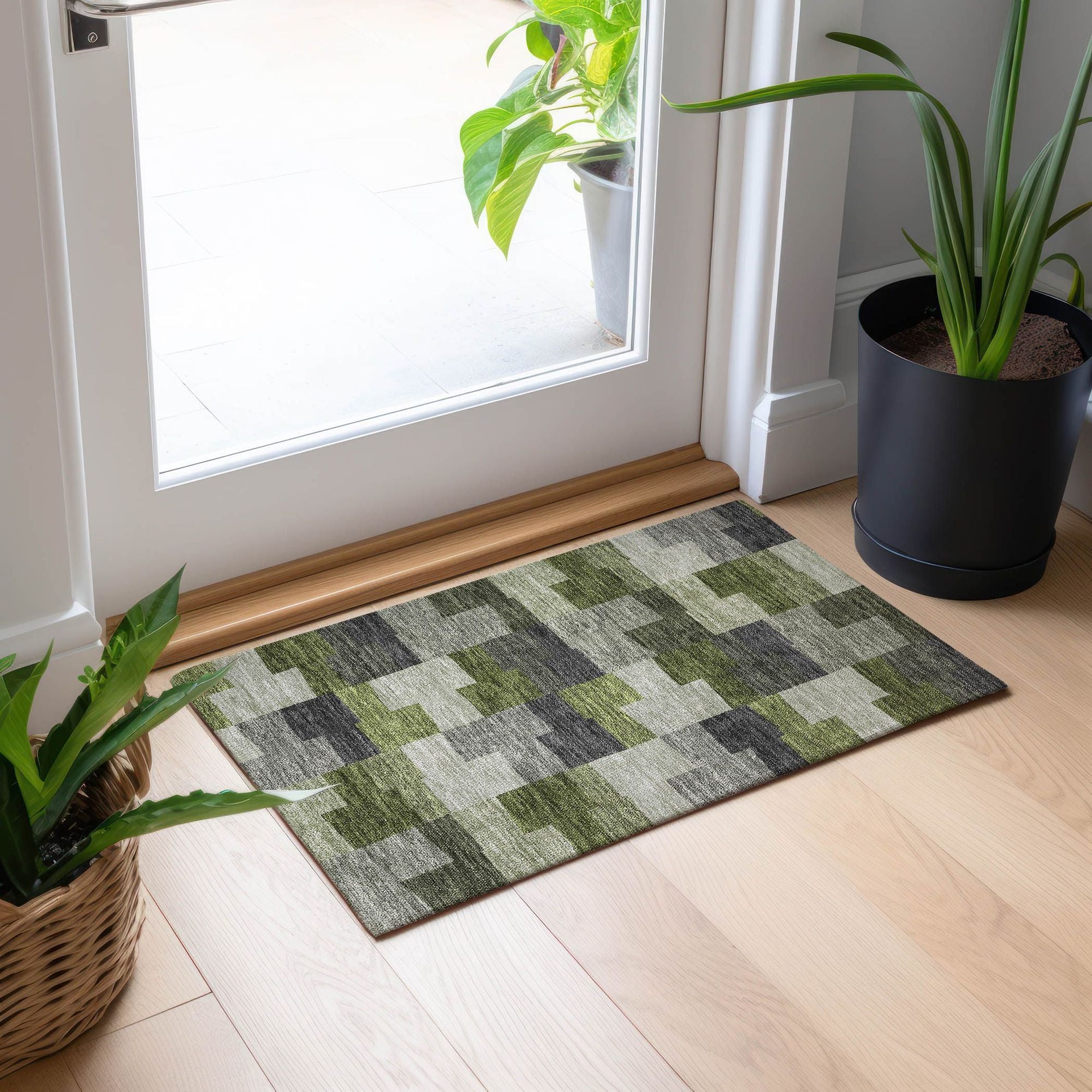 Machine Made ACN659 Olive Green Rugs #color_olive green