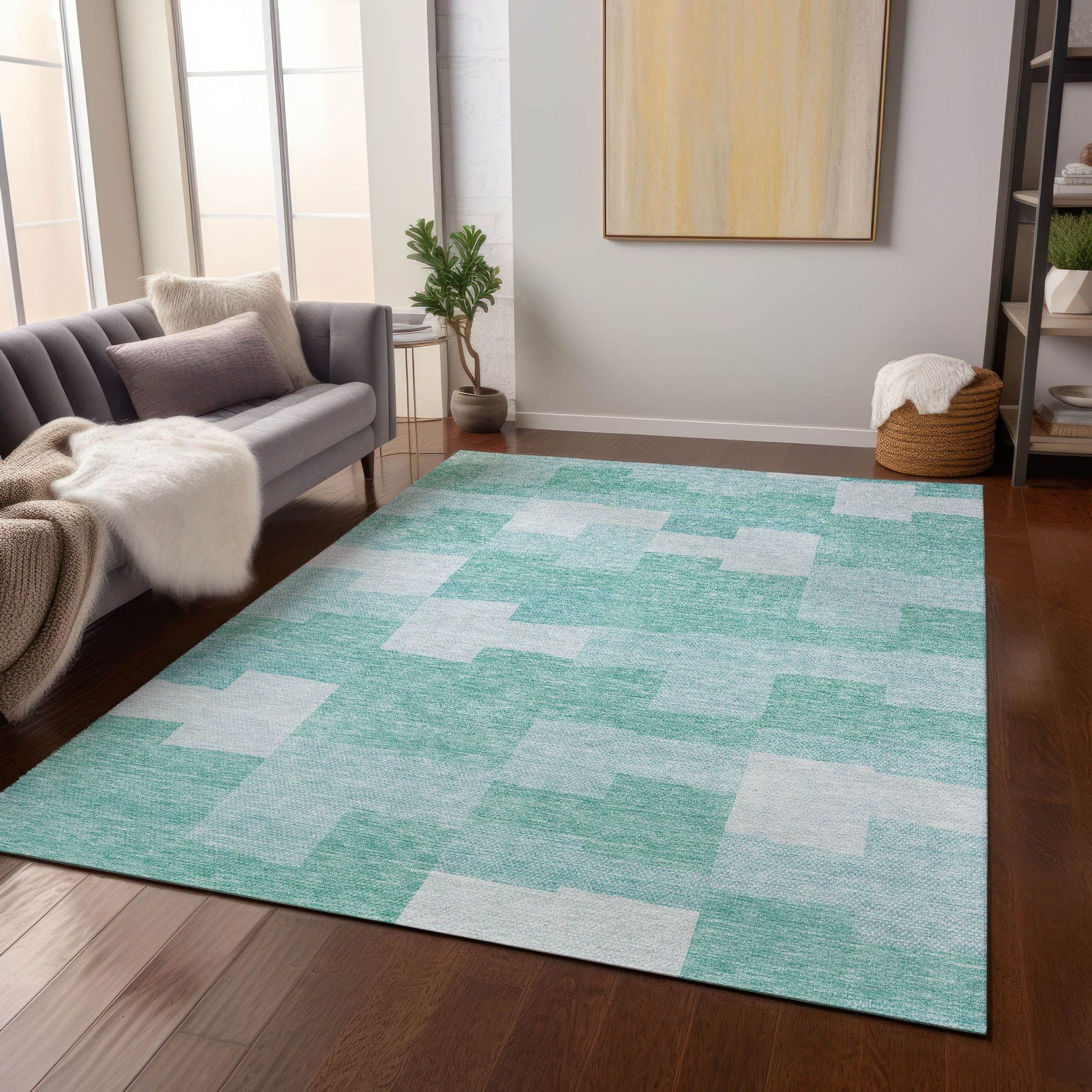 Machine Made ACN659 Teal  Rugs #color_teal 