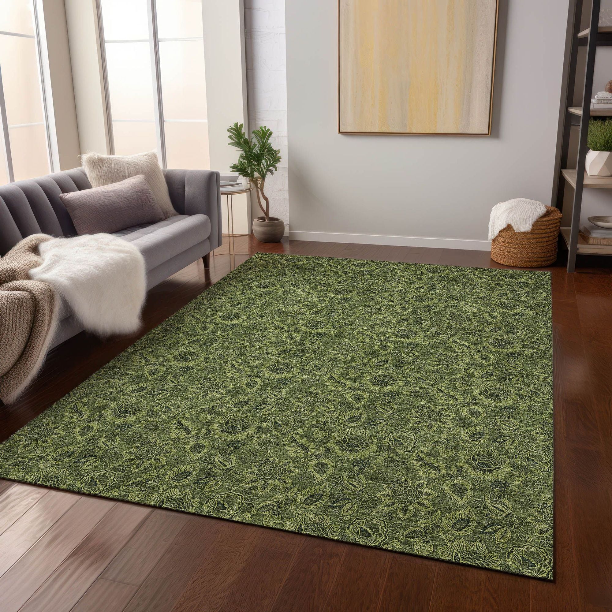 Machine Made ACN661 Olive Green Rugs #color_olive green