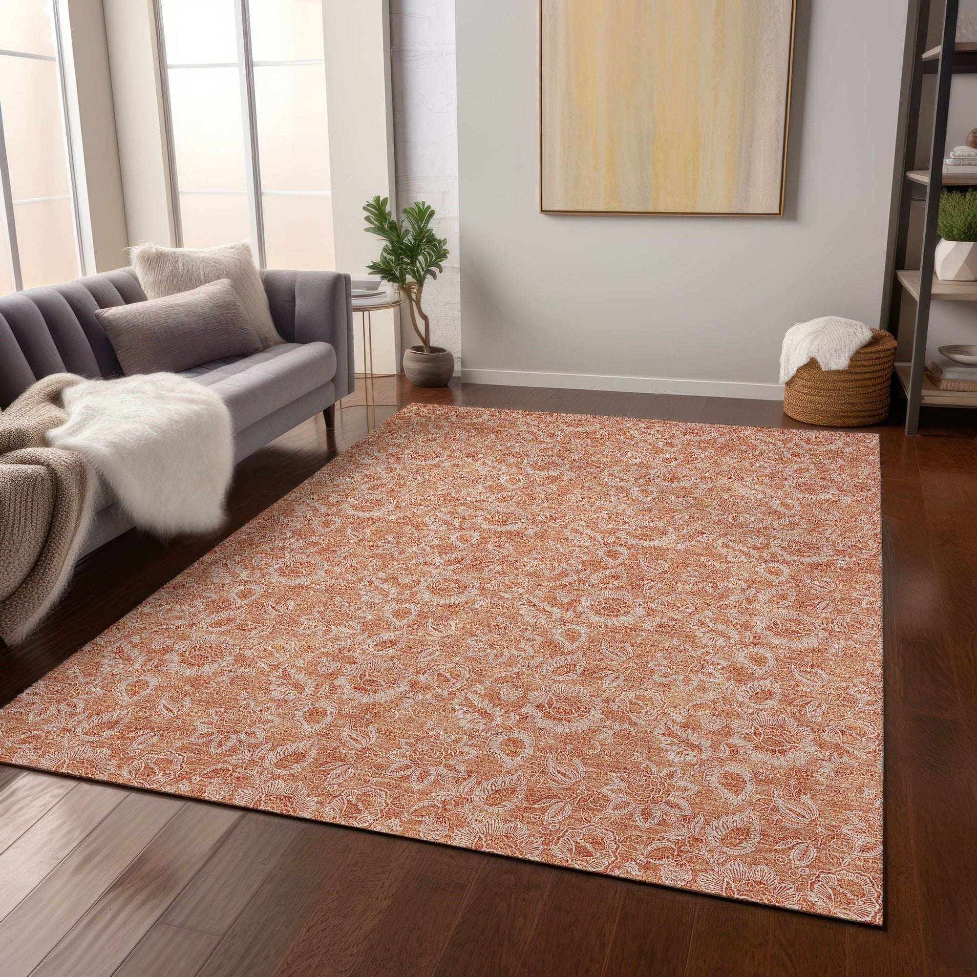 Machine Made ACN662 Salmon Orange Rugs #color_salmon orange