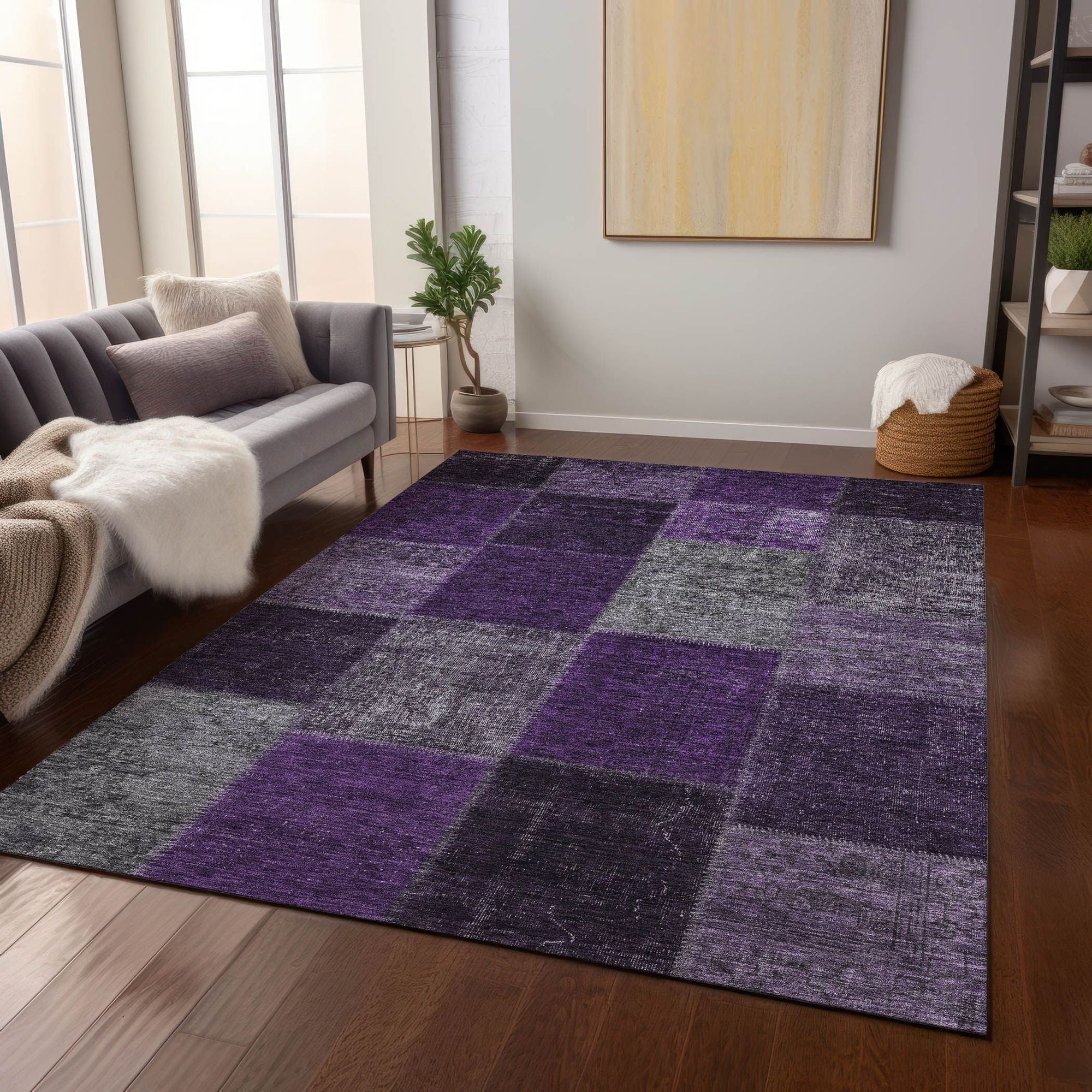 Machine Made ACN663 Eggplant Purple Rugs #color_eggplant purple