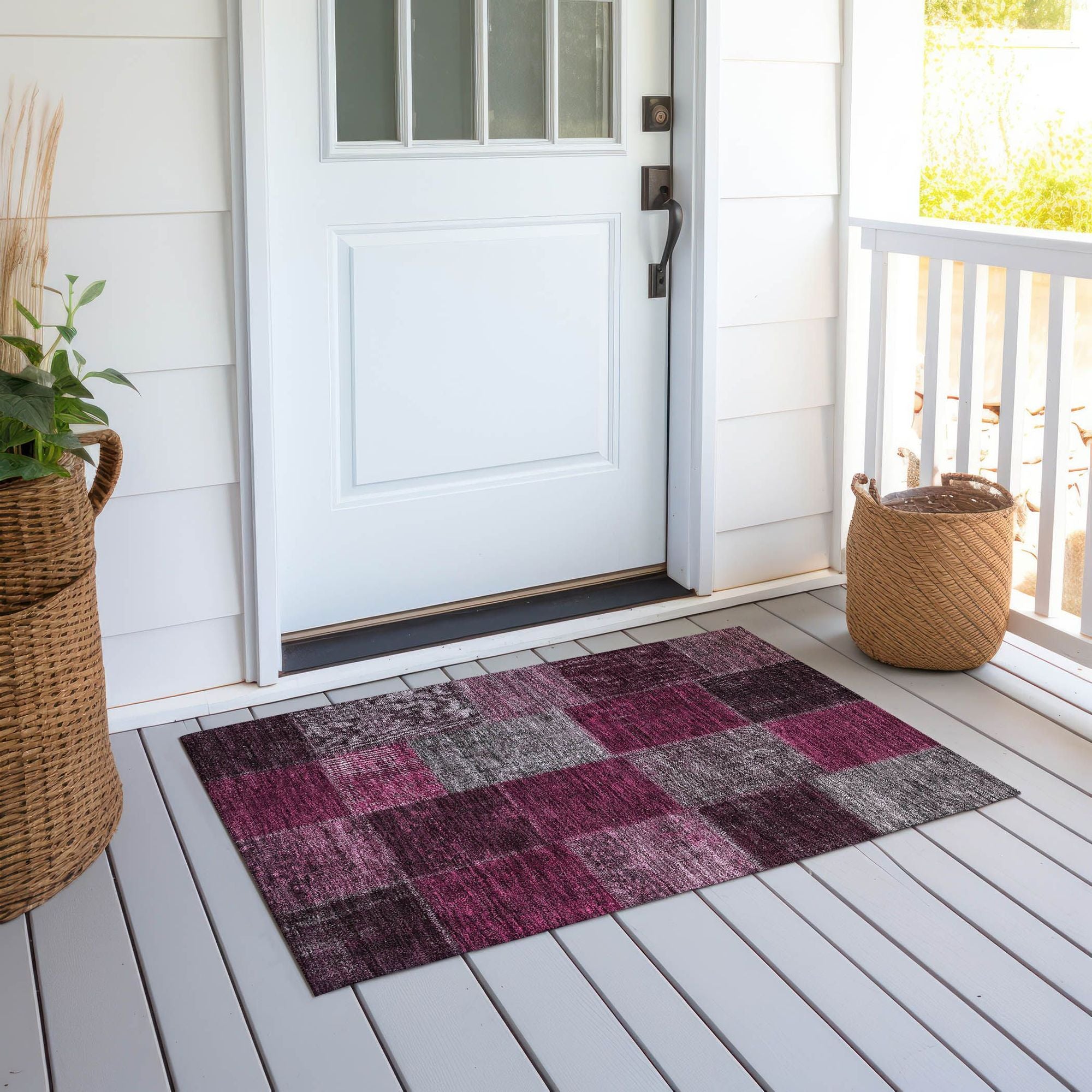 Machine Made ACN663 Merlot Red Rugs #color_merlot red