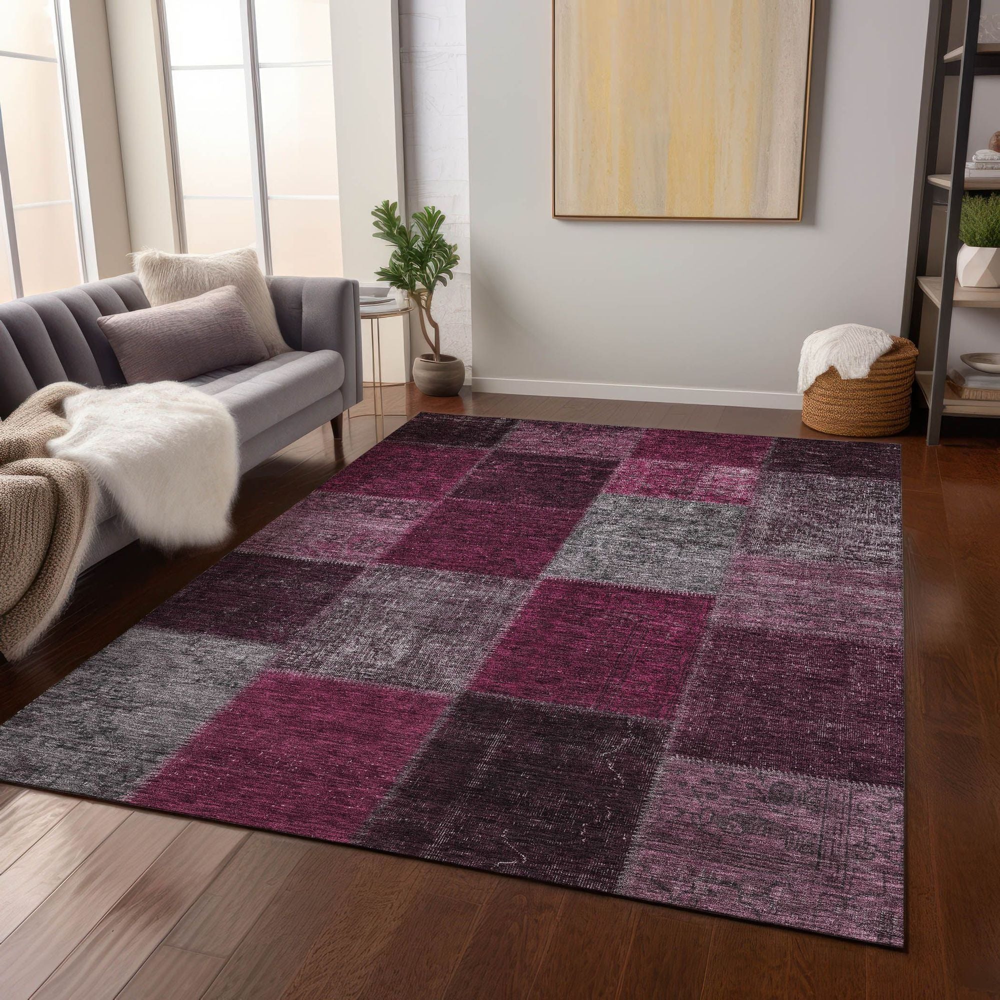 Machine Made ACN663 Merlot Red Rugs #color_merlot red