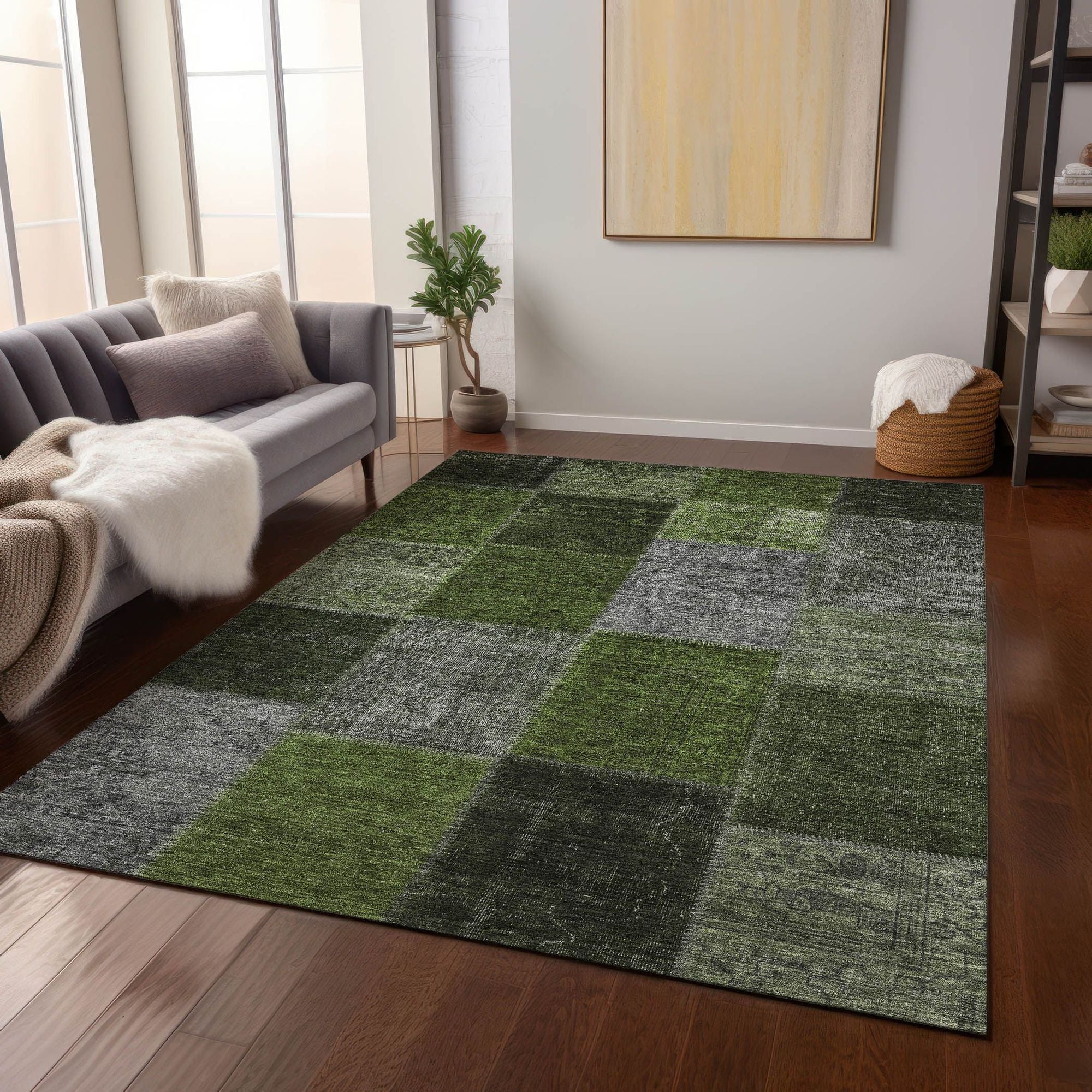 Machine Made ACN663 Olive Green Rugs #color_olive green