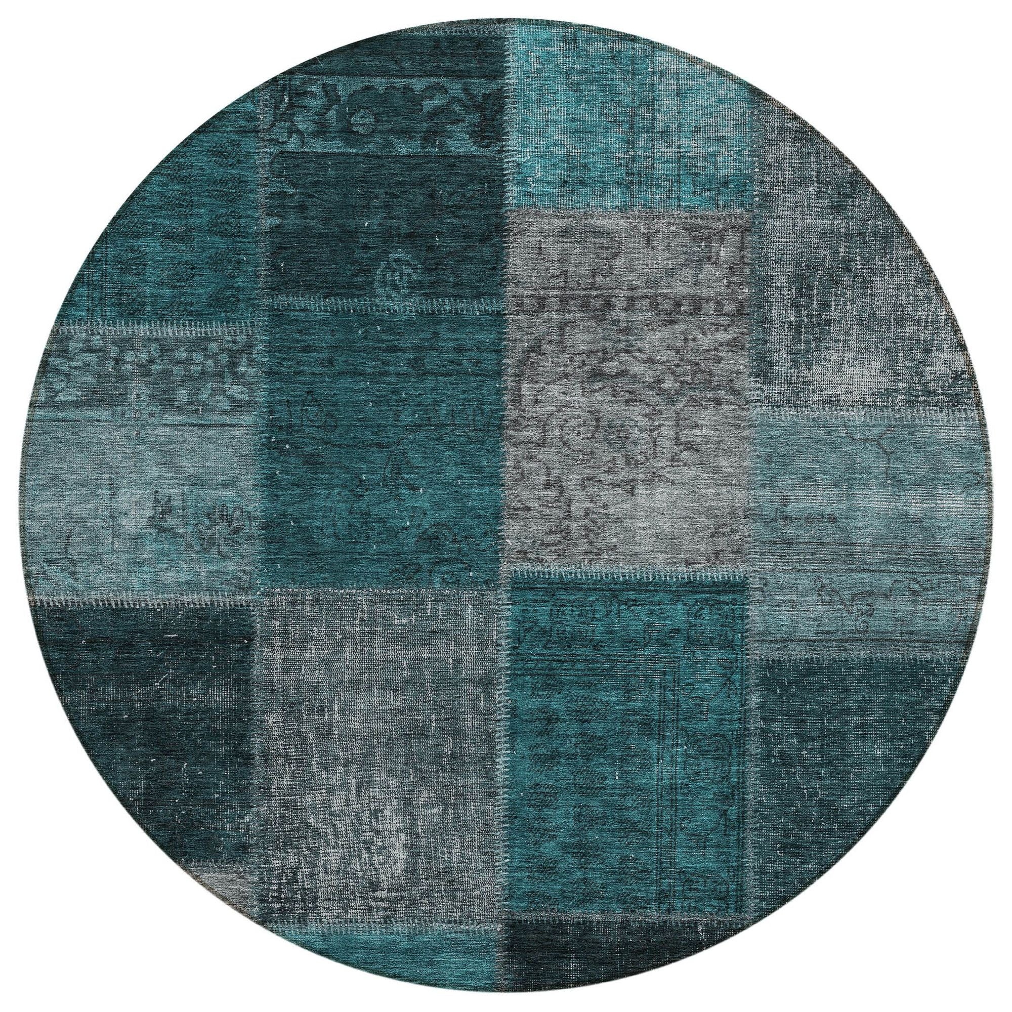 Machine Made ACN663 Teal  Rugs #color_teal 