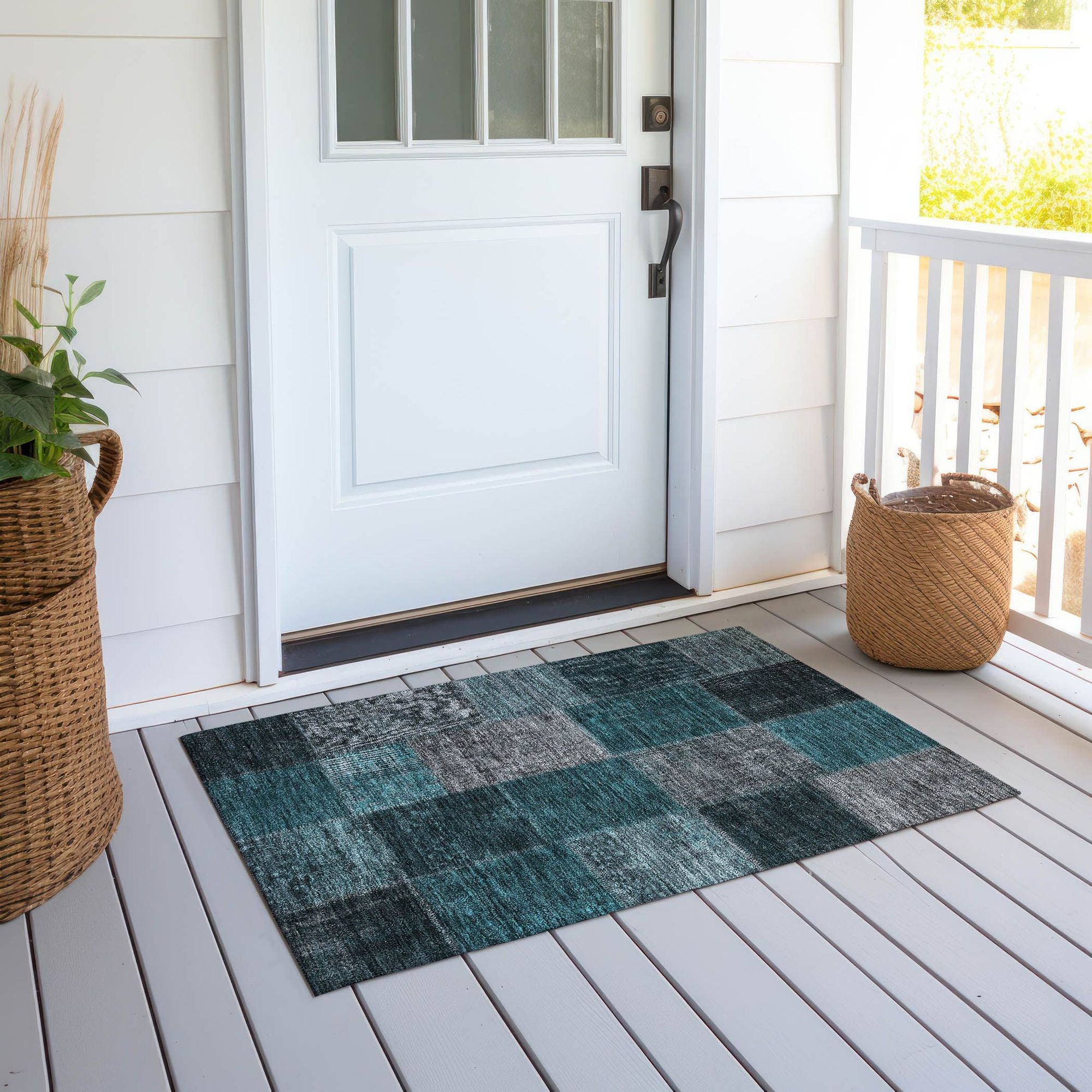 Machine Made ACN663 Teal  Rugs #color_teal 