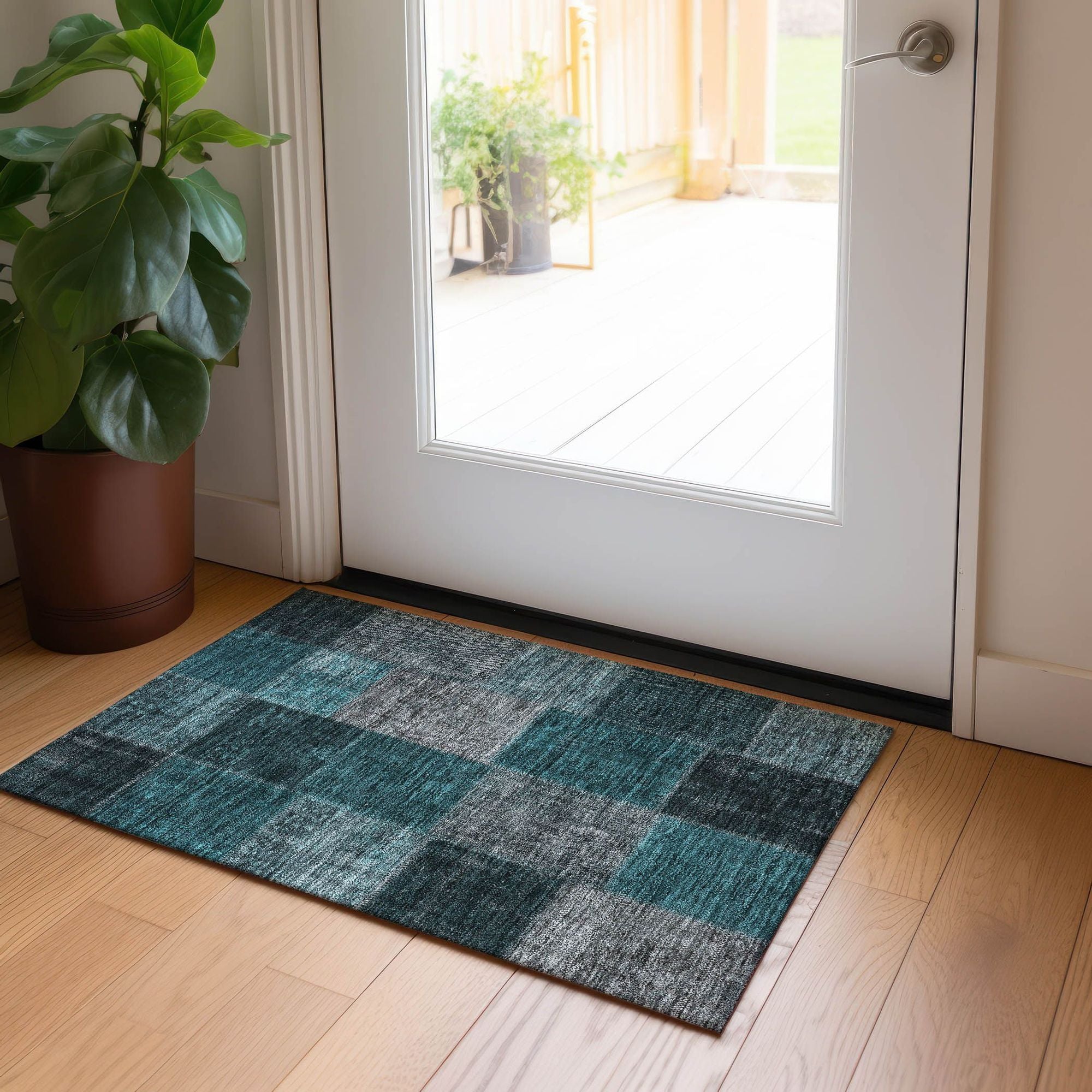 Machine Made ACN663 Teal  Rugs #color_teal 