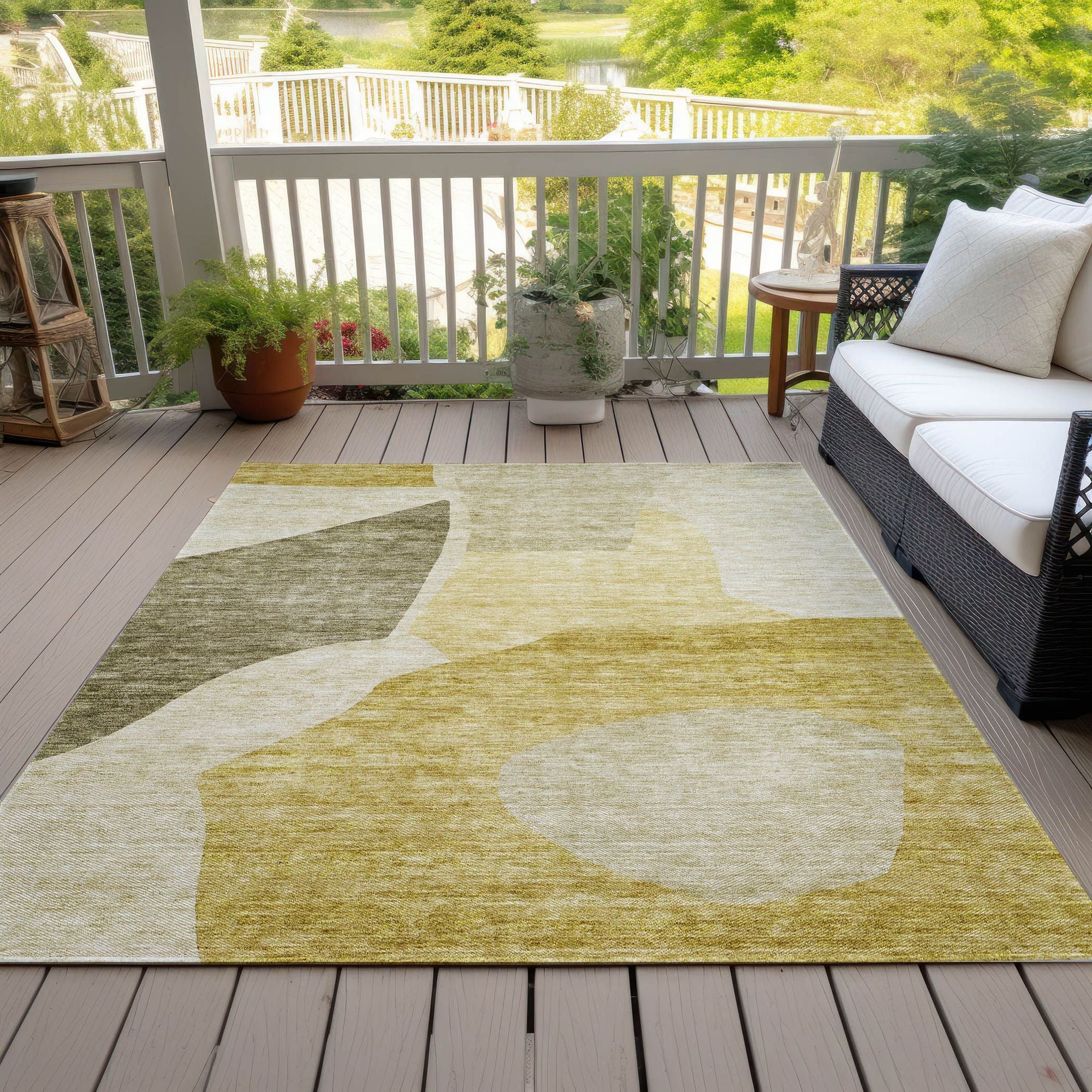 Machine Made ACN665 Gold  Rugs #color_gold 