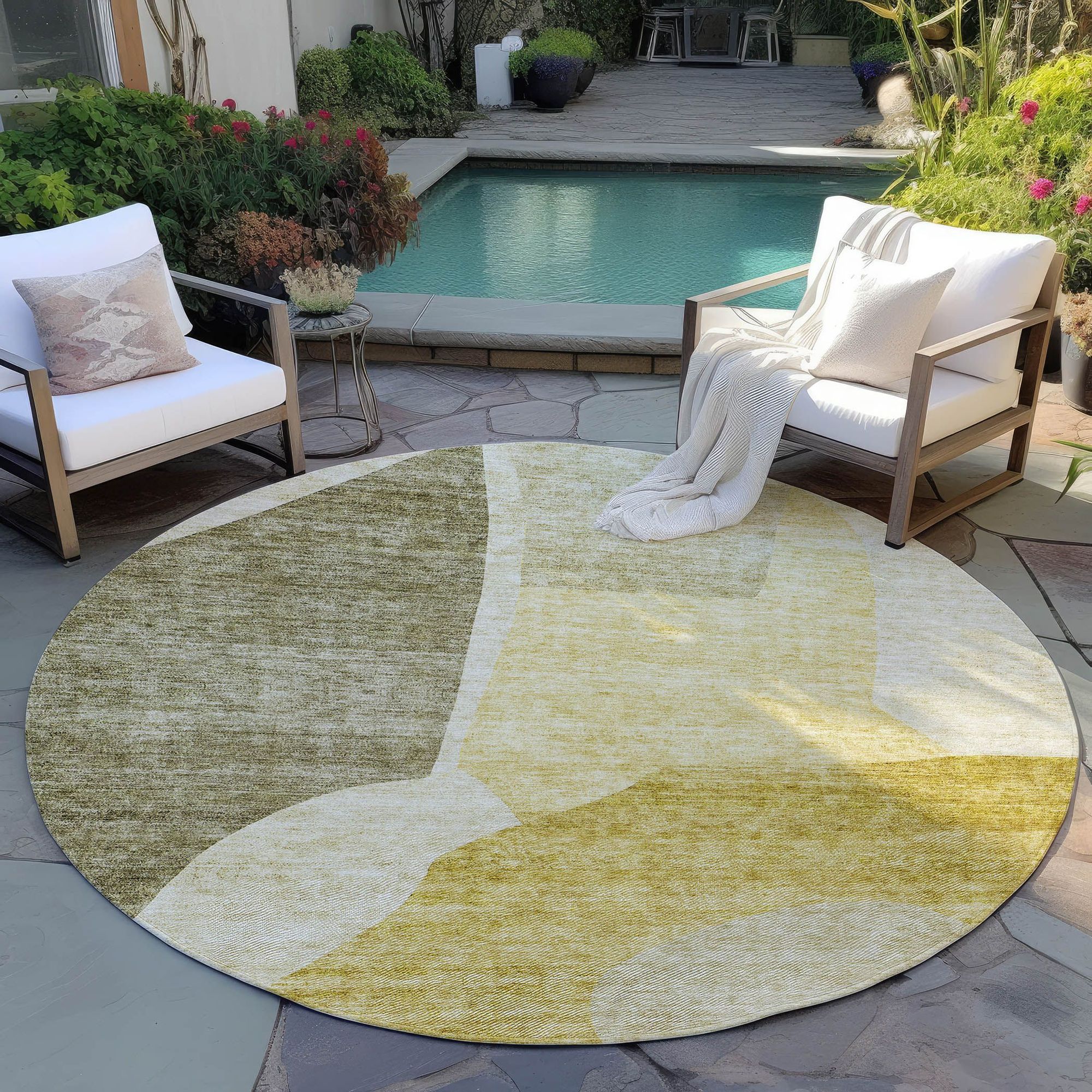 Machine Made ACN665 Gold  Rugs #color_gold 