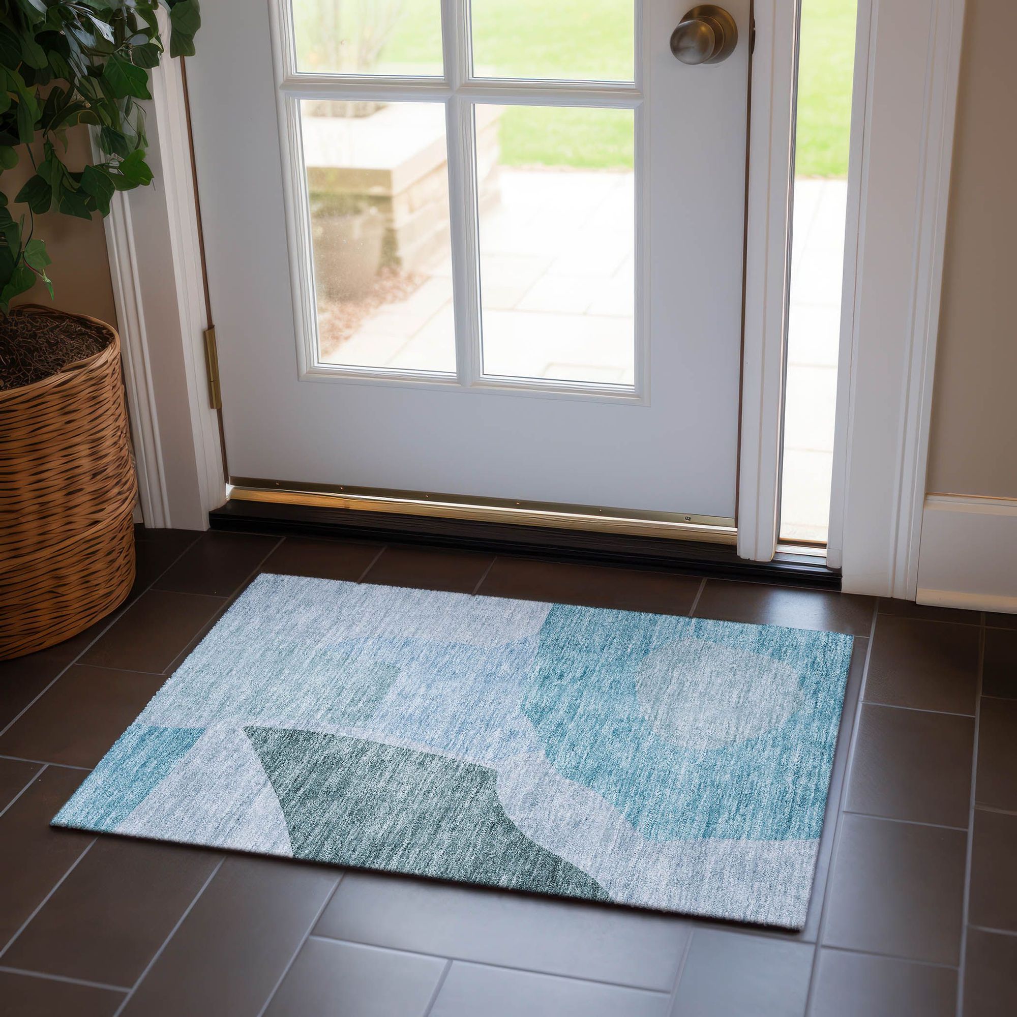 Machine Made ACN665 Teal  Rugs #color_teal 