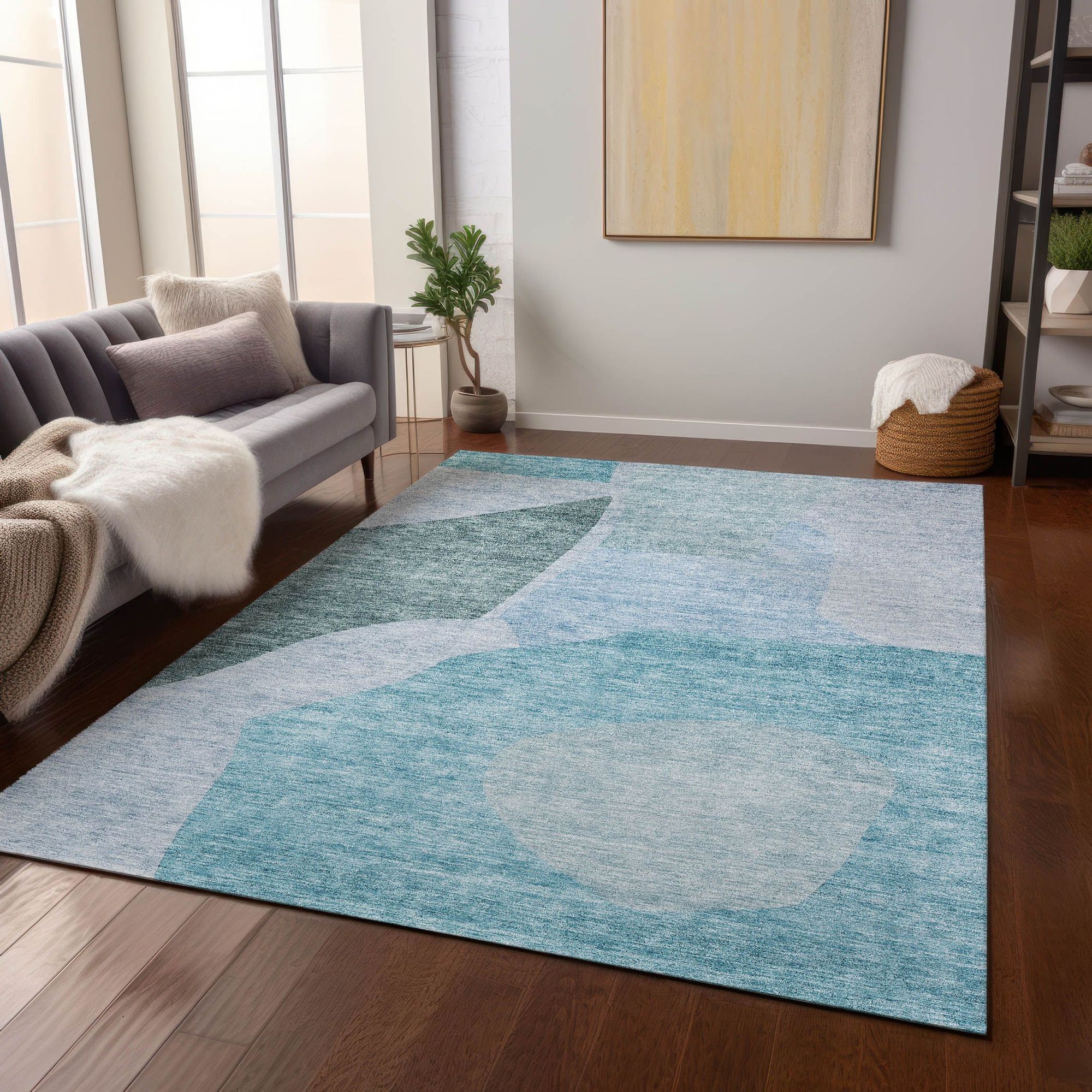 Machine Made ACN665 Teal  Rugs #color_teal 