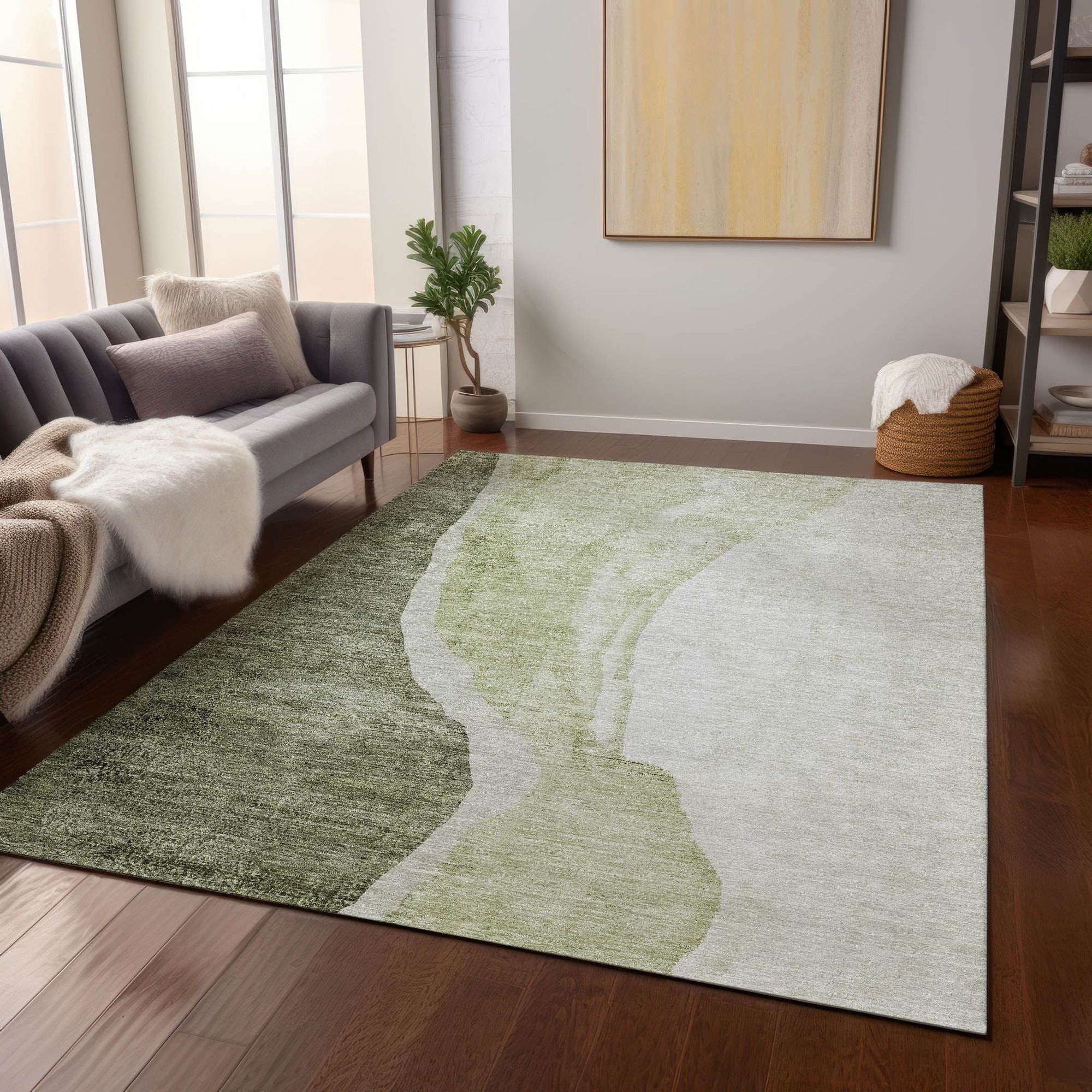 Machine Made ACN667 Olive Green Rugs #color_olive green