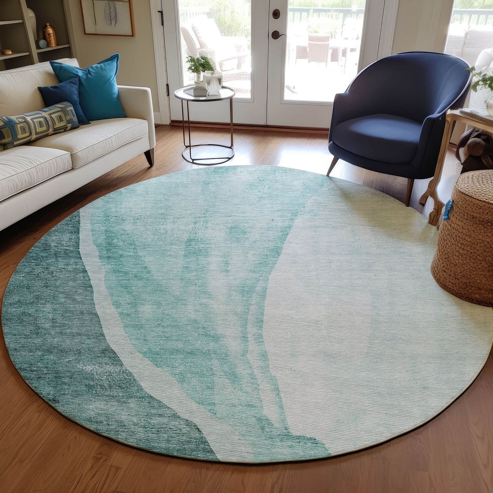 Machine Made ACN667 Teal  Rugs #color_teal 