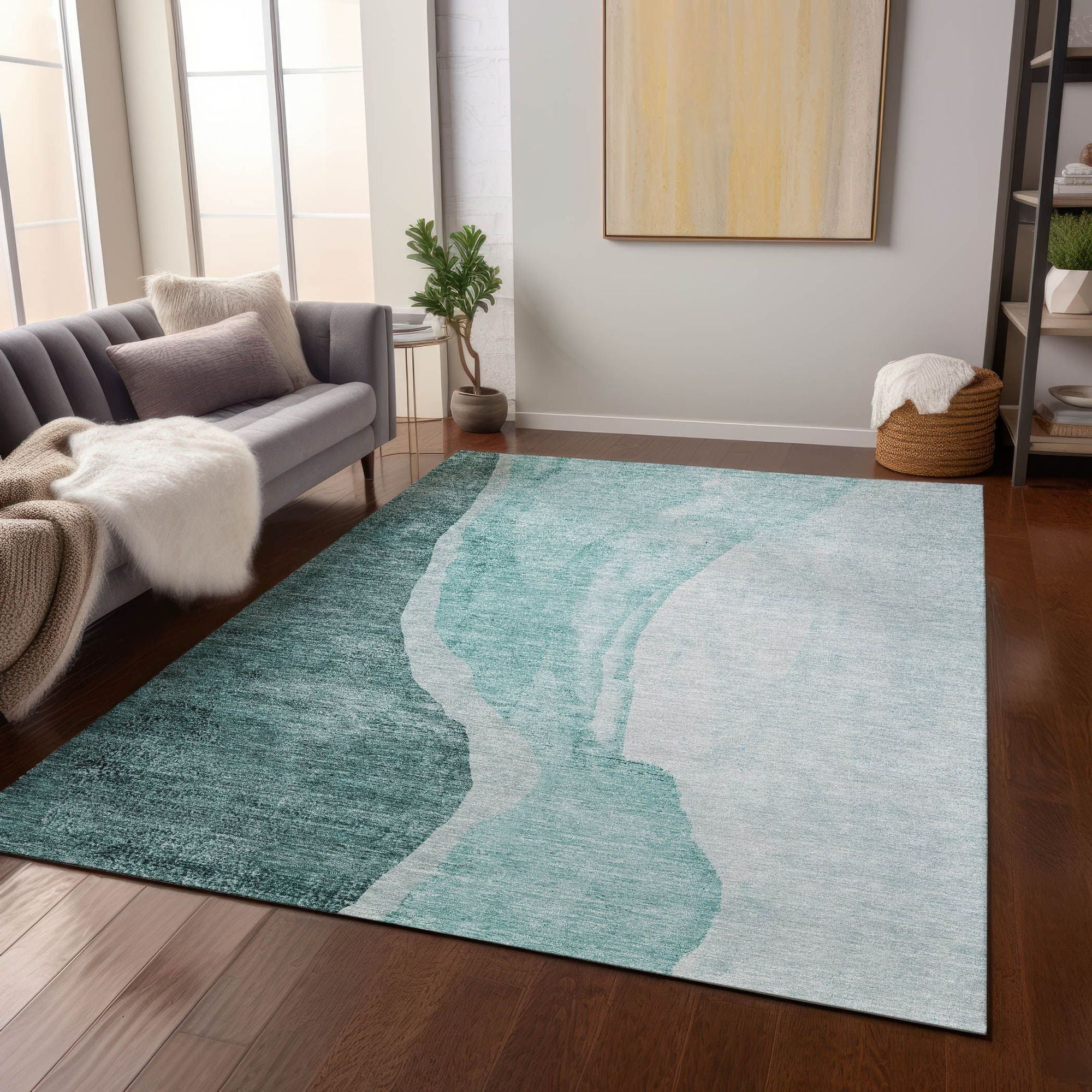 Machine Made ACN667 Teal  Rugs #color_teal 