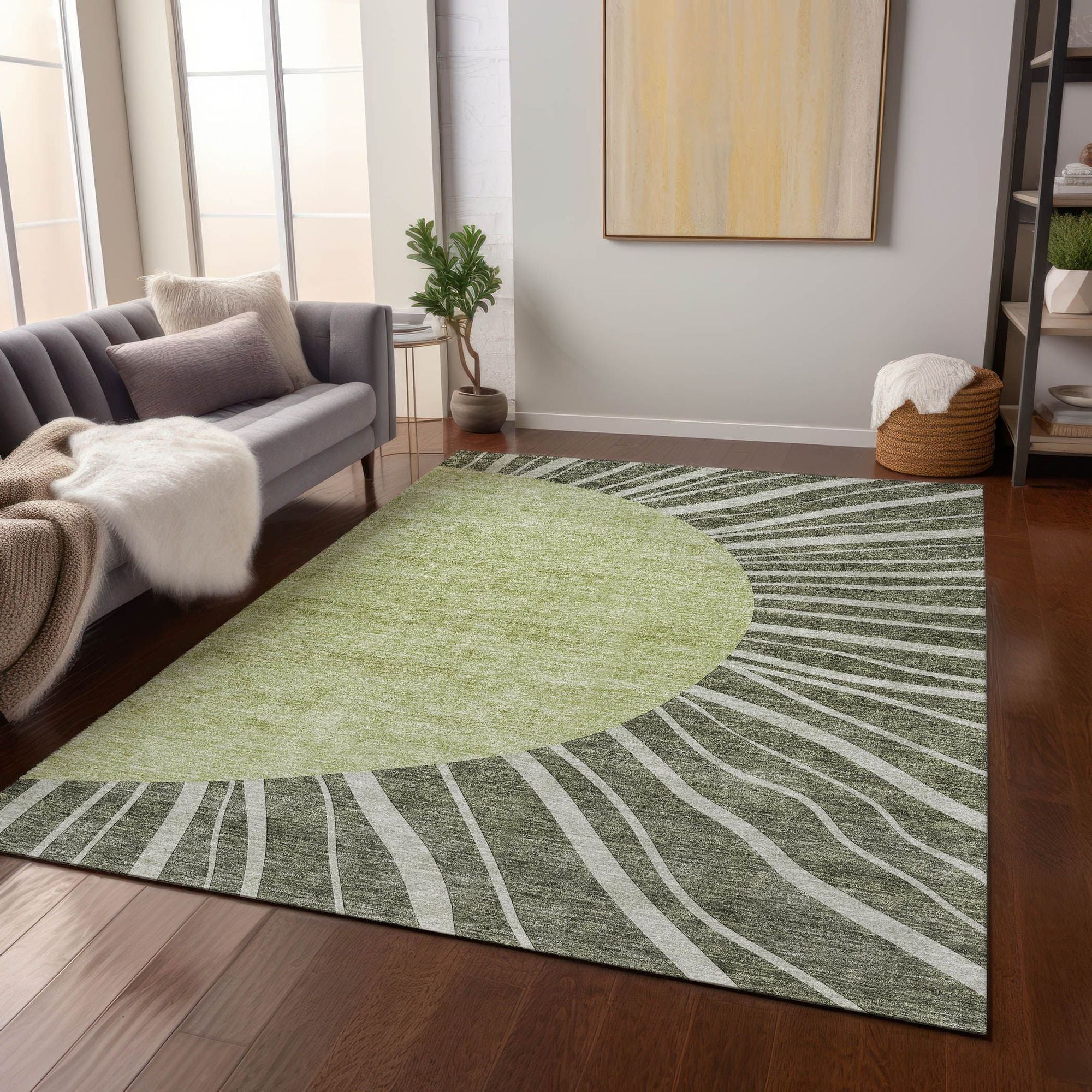 Machine Made ACN668 Olive Green Rugs #color_olive green