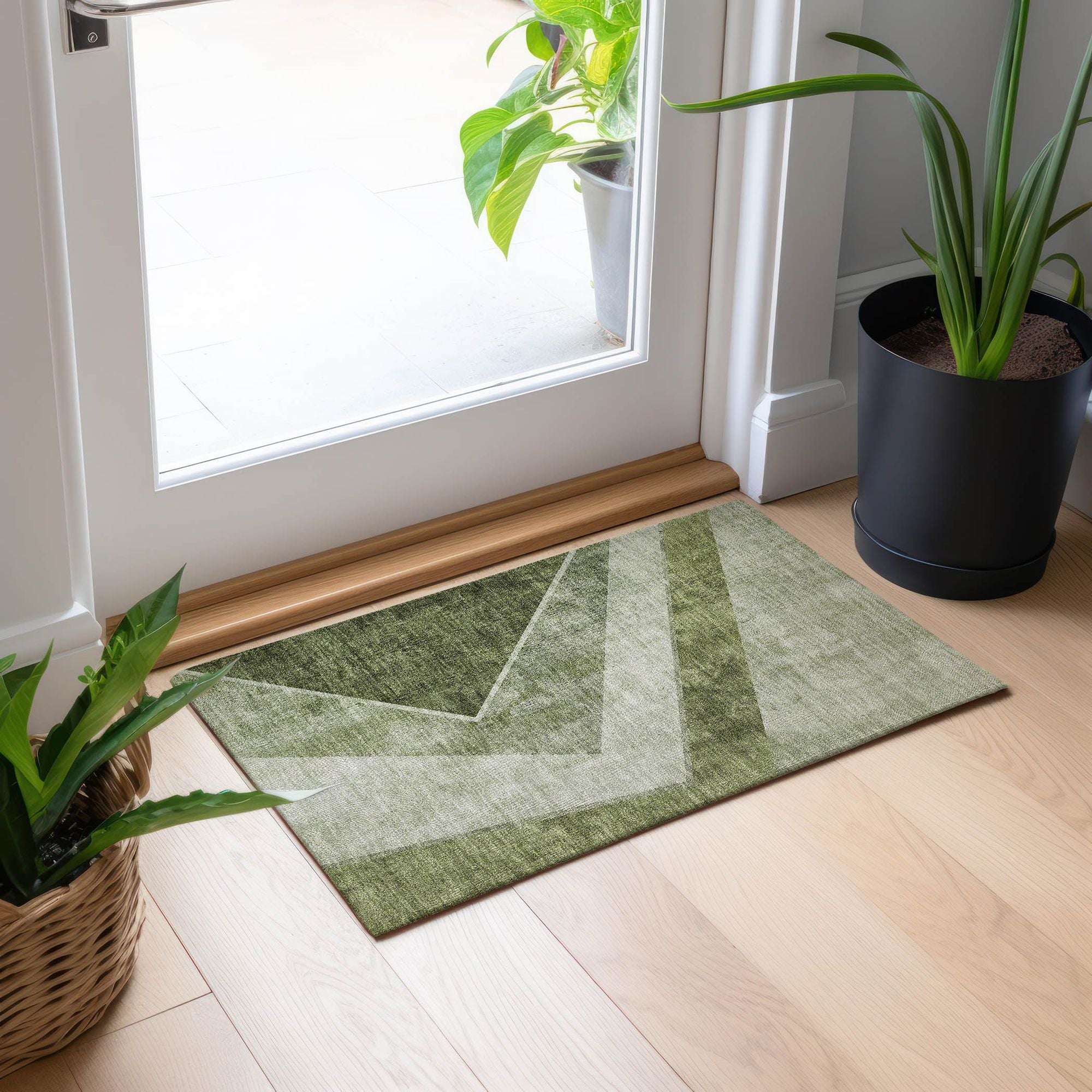 Machine Made ACN671 Olive Green Rugs #color_olive green