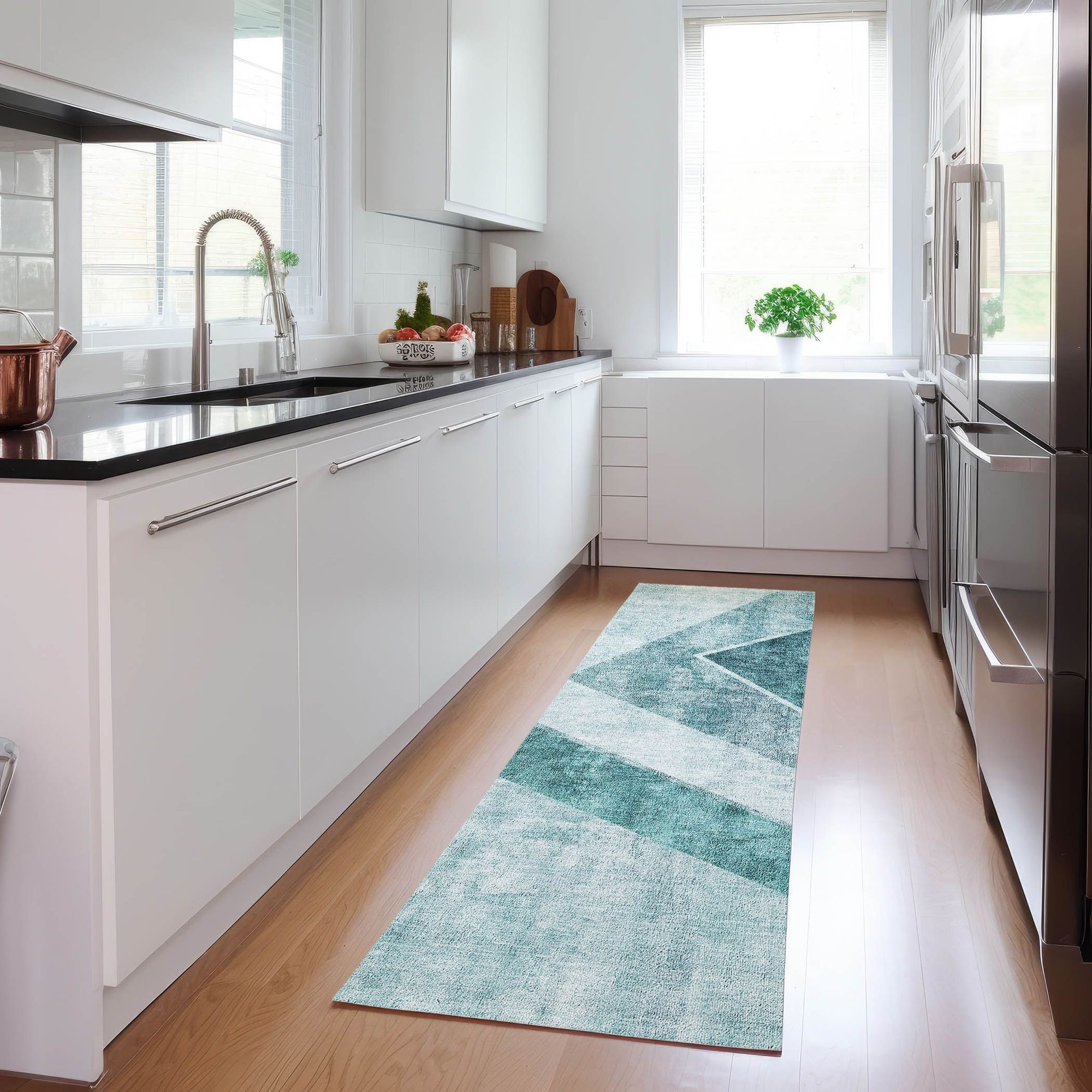 Machine Made ACN671 Teal  Rugs #color_teal 