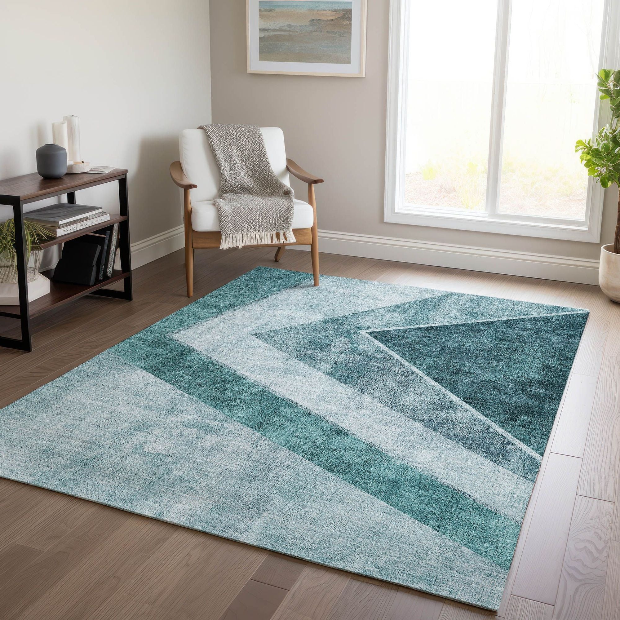 Machine Made ACN671 Teal  Rugs #color_teal 