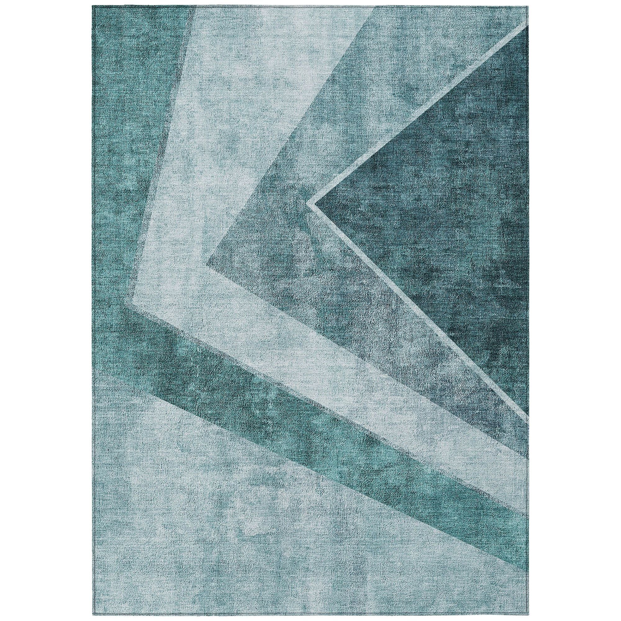 Machine Made ACN671 Teal  Rugs #color_teal 